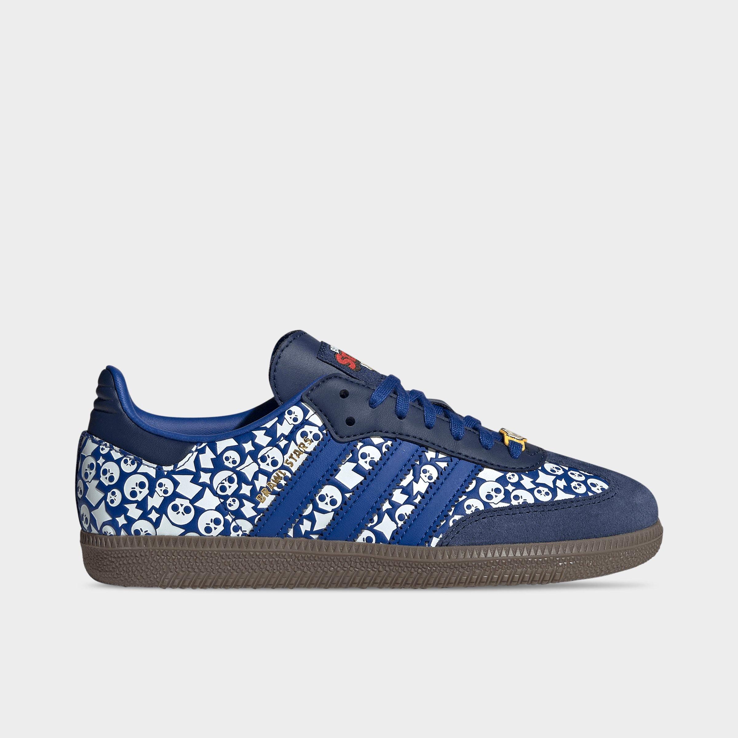 adidas Big Kids Originals x Brawl Stars Samba OG Casual Shoes in Royal Blue/Royal Blue/Dark Blue Size: 4.0