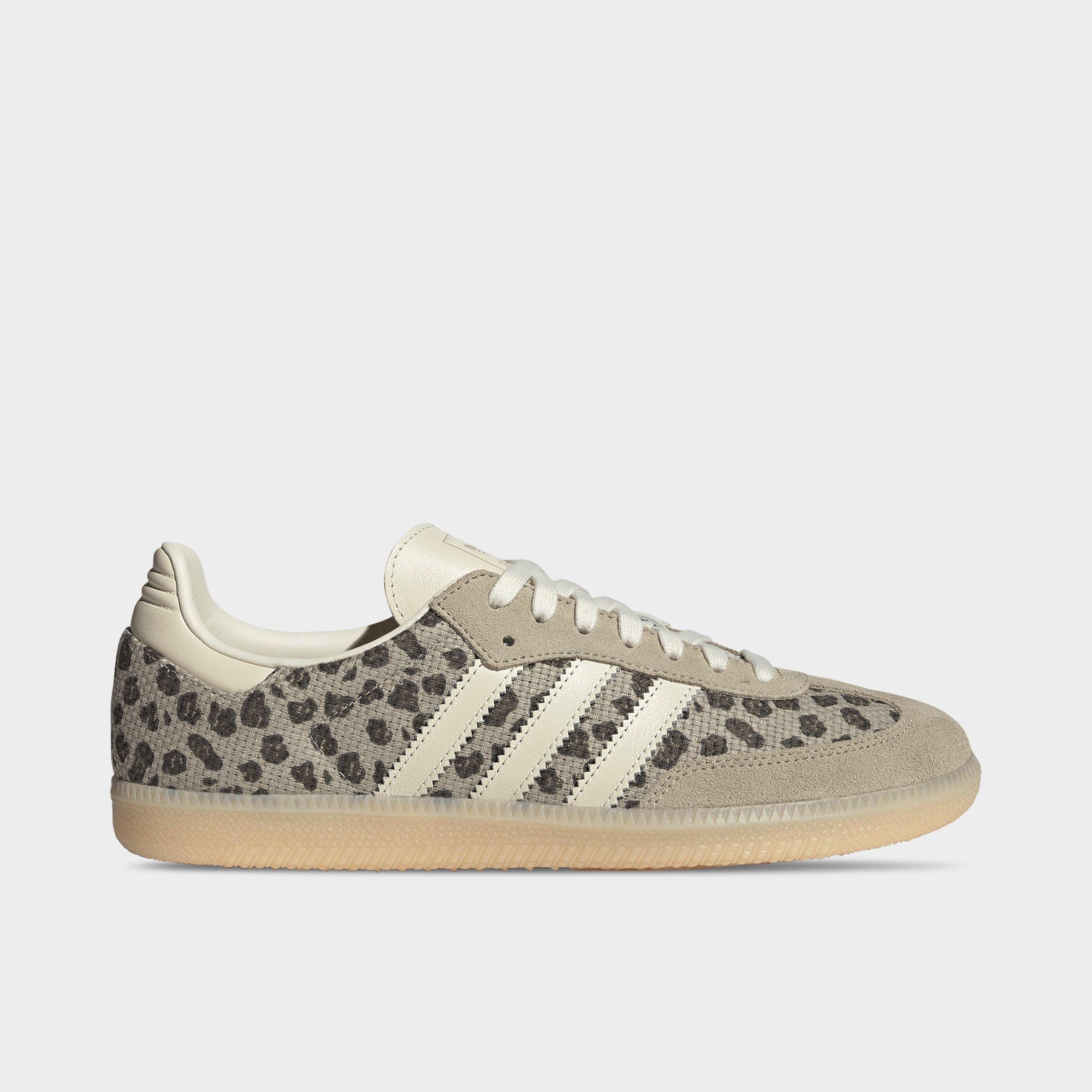 adidas Men's Originals Samba OG Leopard Casual Shoes in Khaki/Cream White/Sand Strata Size: 9.0