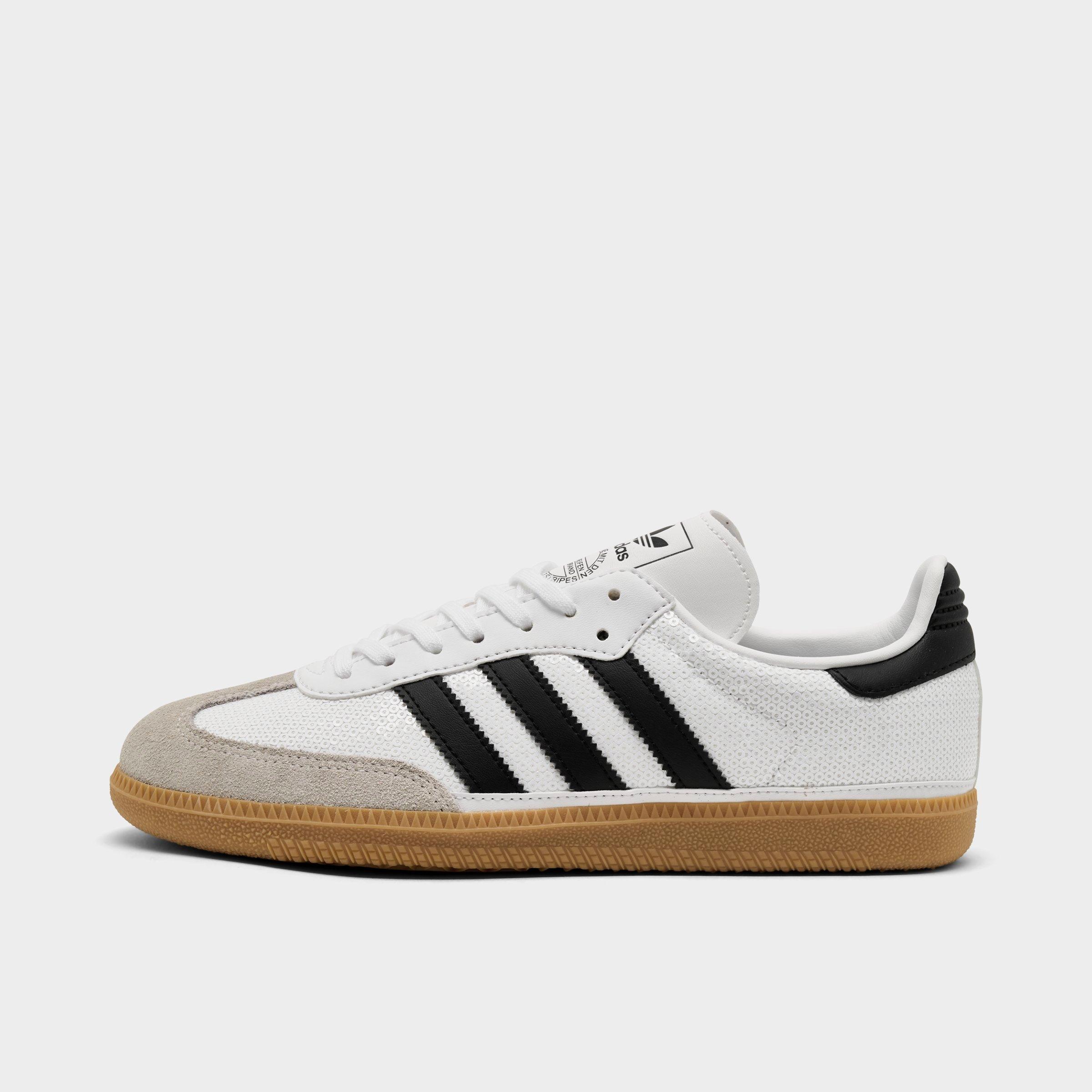 adidas Girls Big Kids Samba OG Sequin Casual Shoes in Footwear White/Core Black/Grey One Size: 4.0