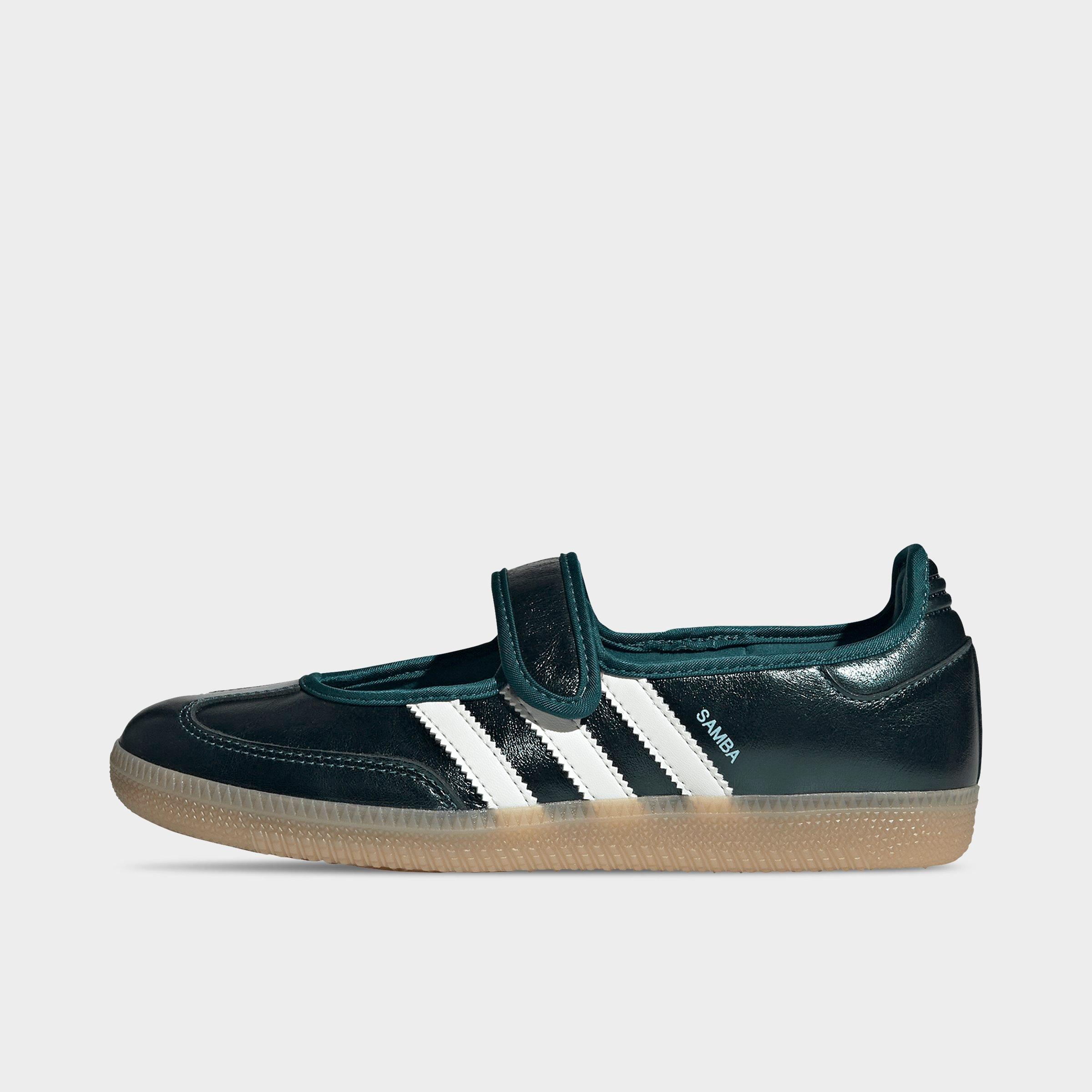 adidas Women's Originals Samba Jane Metallic Leather Casual Shoes in Rich Green/Off White/Gum Size: 9.0