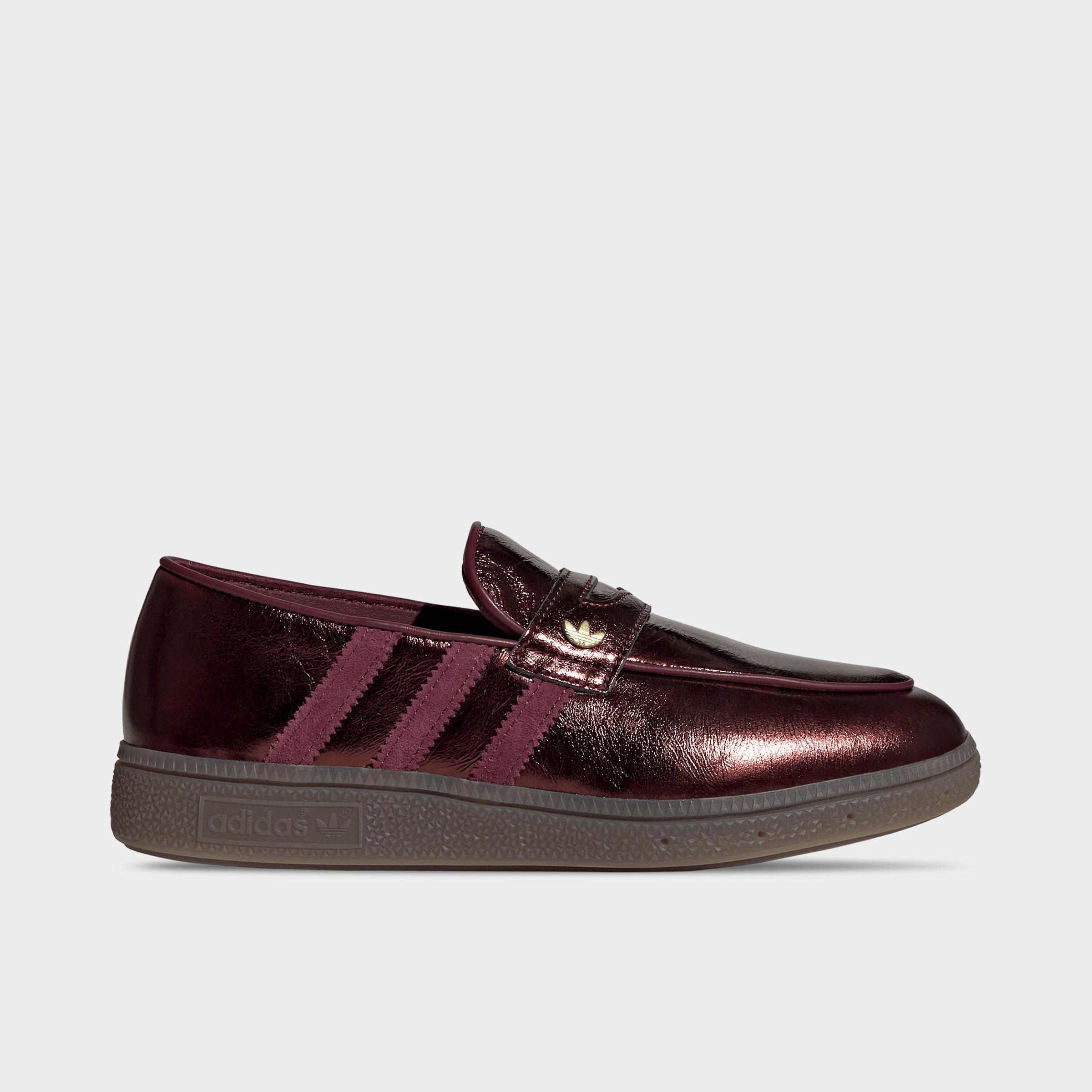 adidas Women's Originals Handball Spezial Metallic Leather Loafer Casual Shoes in Maroon/Maroon/Gold Metallic Size: 6.0