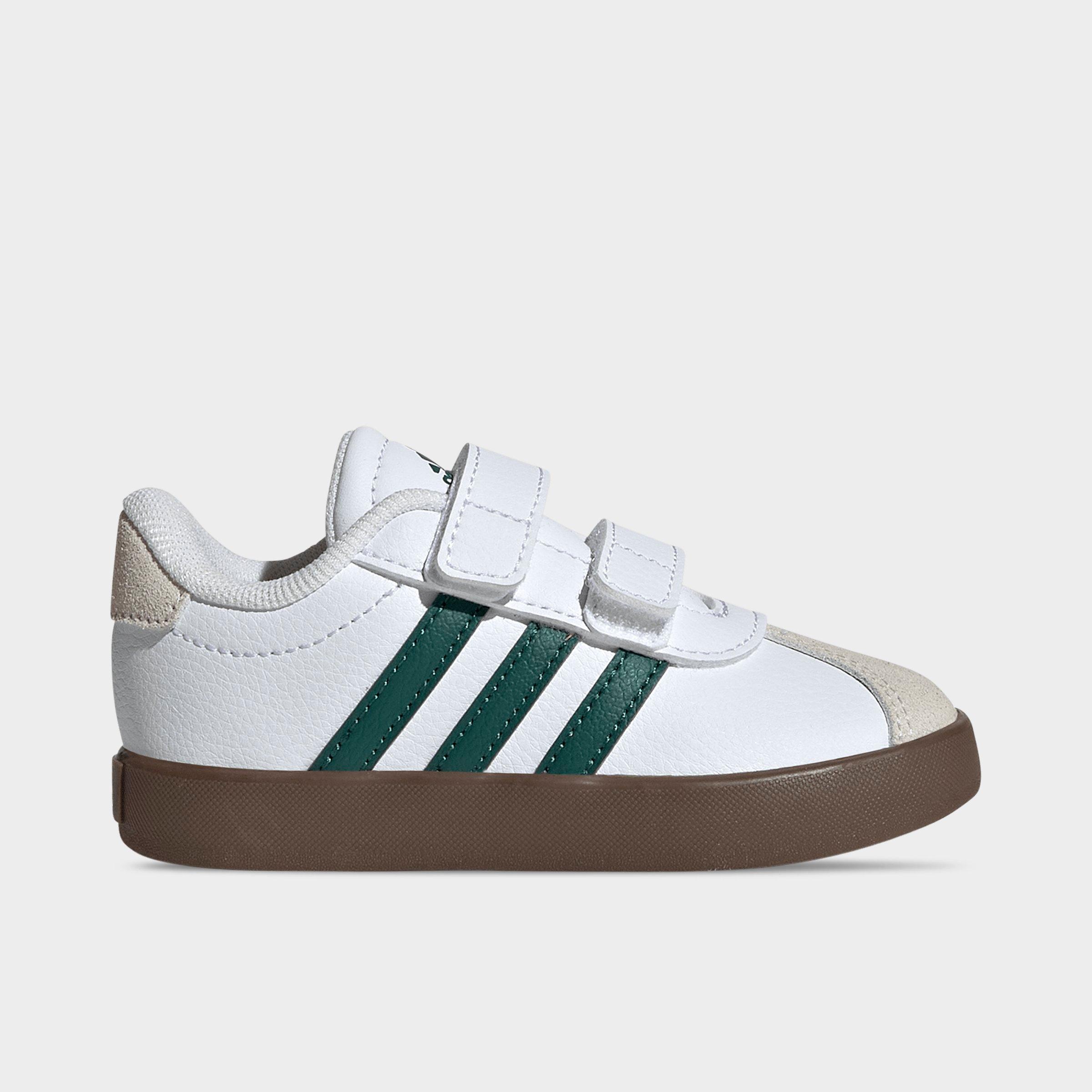 adidas Kids Toddler VL Court 3.0 Hook-And-Loop Casual Shoes in Footwear White/Collegiate Green/Gum Size: 10.0