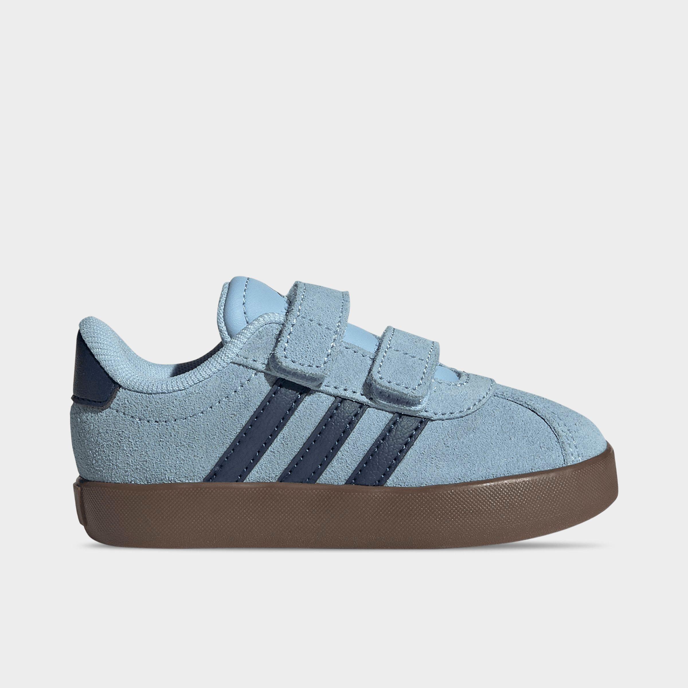 adidas Kids Toddler VL Court 3.0 Hook-And-Loop Casual Shoes in Clear Sky/Night Indigo/Gum Size: 4.0