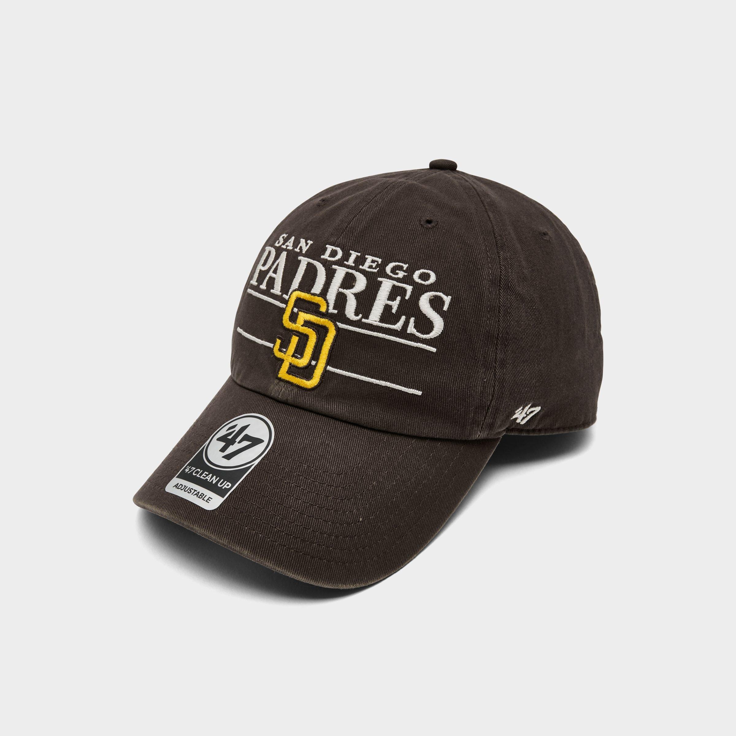 47 Brand '47 San Diego Padres MLB Team Name & Logo Clean Up Strapback Hat in Brown