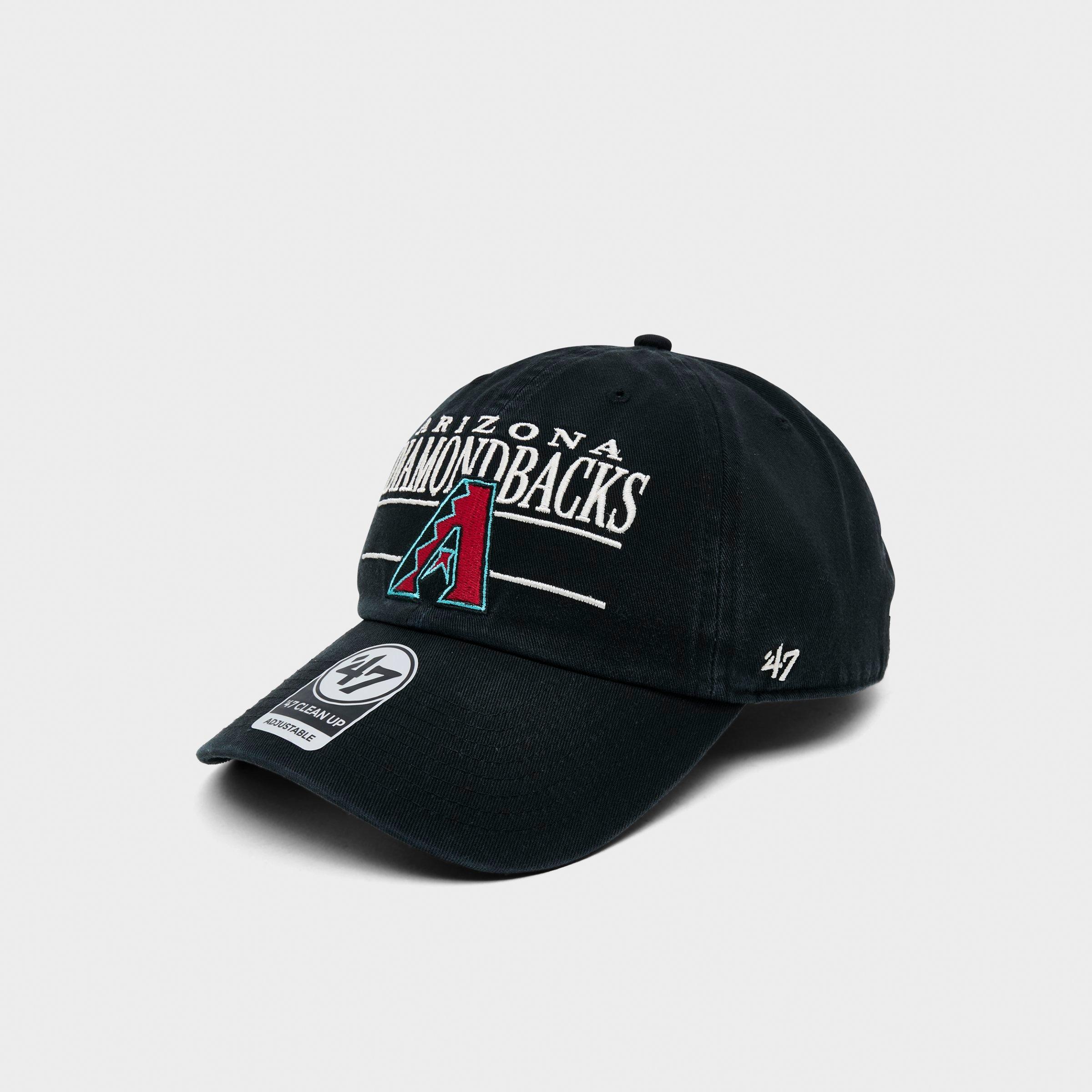 47 Brand '47 Arizona Diamondbacks MLB Team Name & Logo Clean Up Strapback Hat in Black
