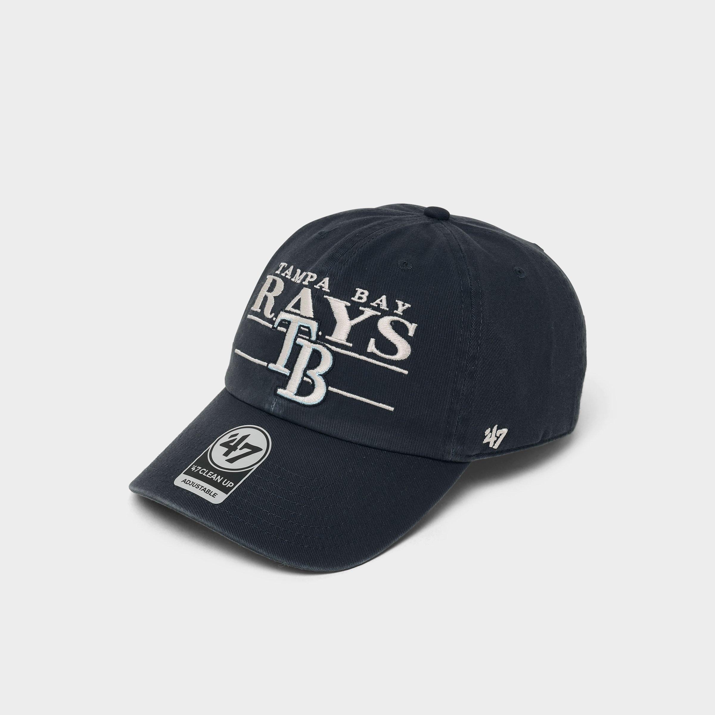 47 Brand '47 Tampa Bay Rays MLB Team Name & Logo Clean Up Strapback Hat in Navy