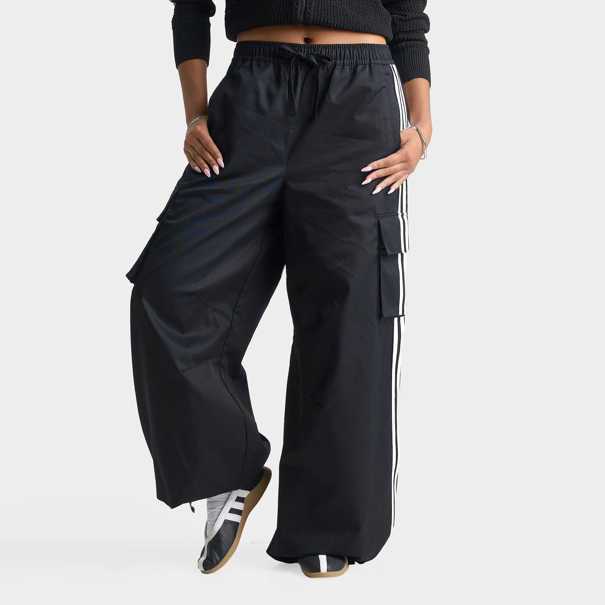 adidas Women's Originals Firebird Adilenium Twill 3-Stripes Cargo Pants in Black/White Size: Small
