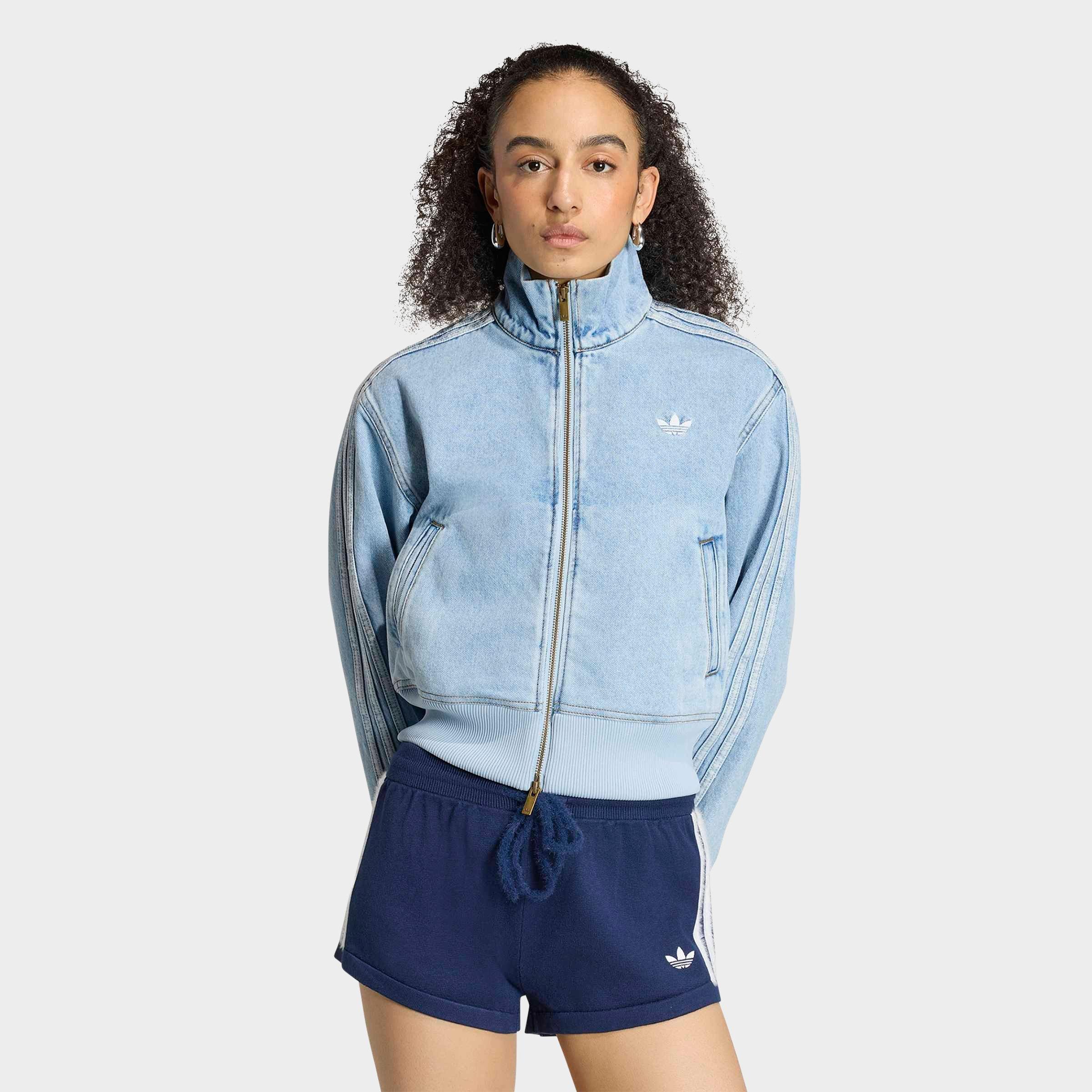 adidas Women's Originals Firebird Denim Full-Zip Track Top in Light Denim Size: XS