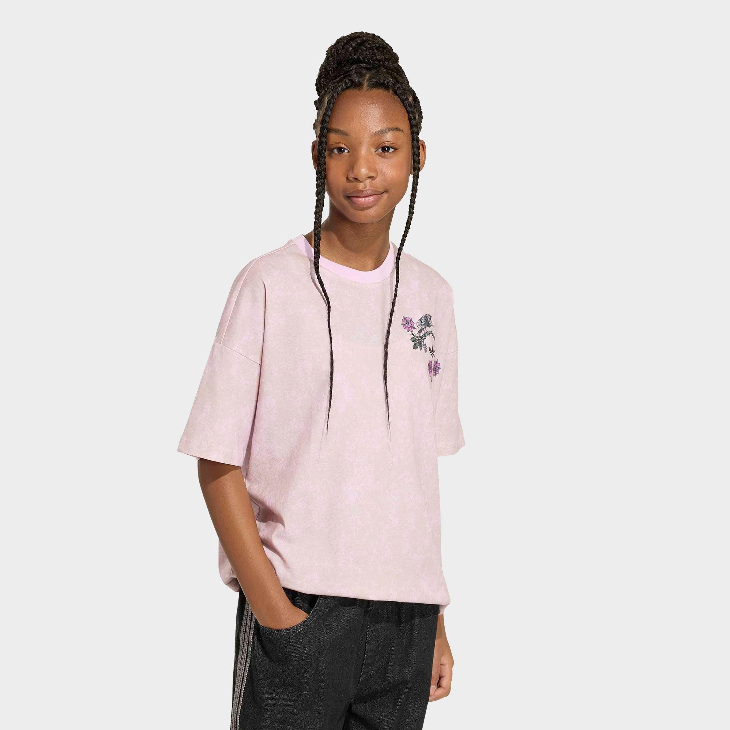 adidas Girls Big Kids Originals x Disney Villains Oversized Washed T-Shirt in Orchid Fusion Size: Small