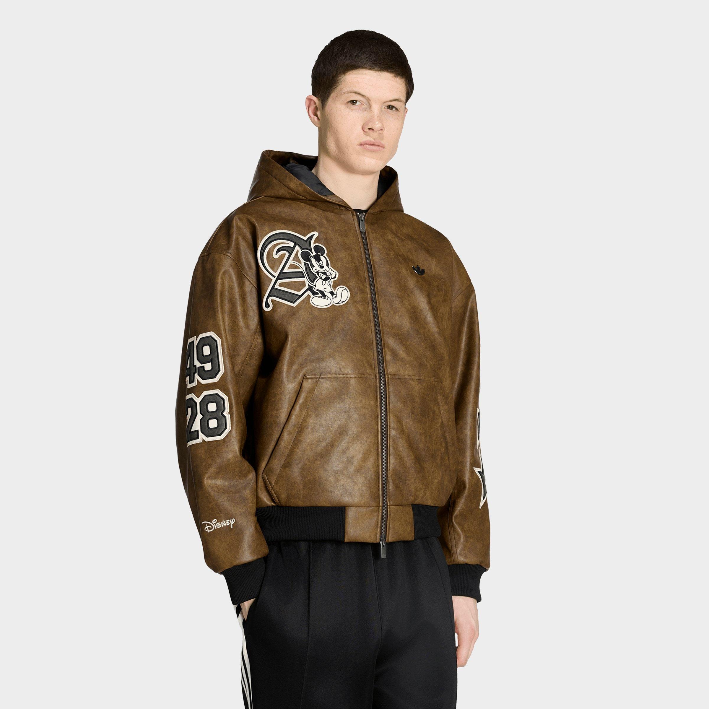 adidas Men's Originals x Disney Mickey Mouse Dreams Full-Zip Woven Jacket in Aurora Coffee Size: Medium