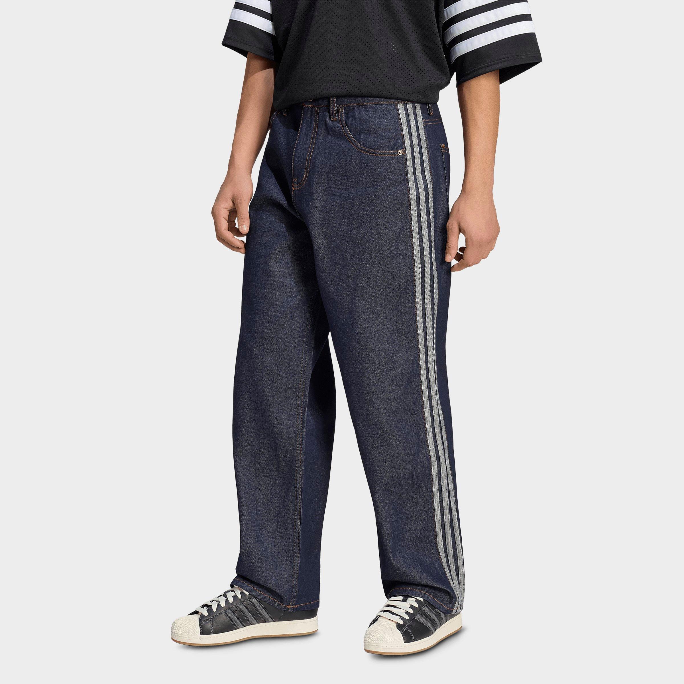 adidas Men's Originals Firebird Adicolor Mid-Rise Straight Denim Jeans in Indigo Denim Size: 34