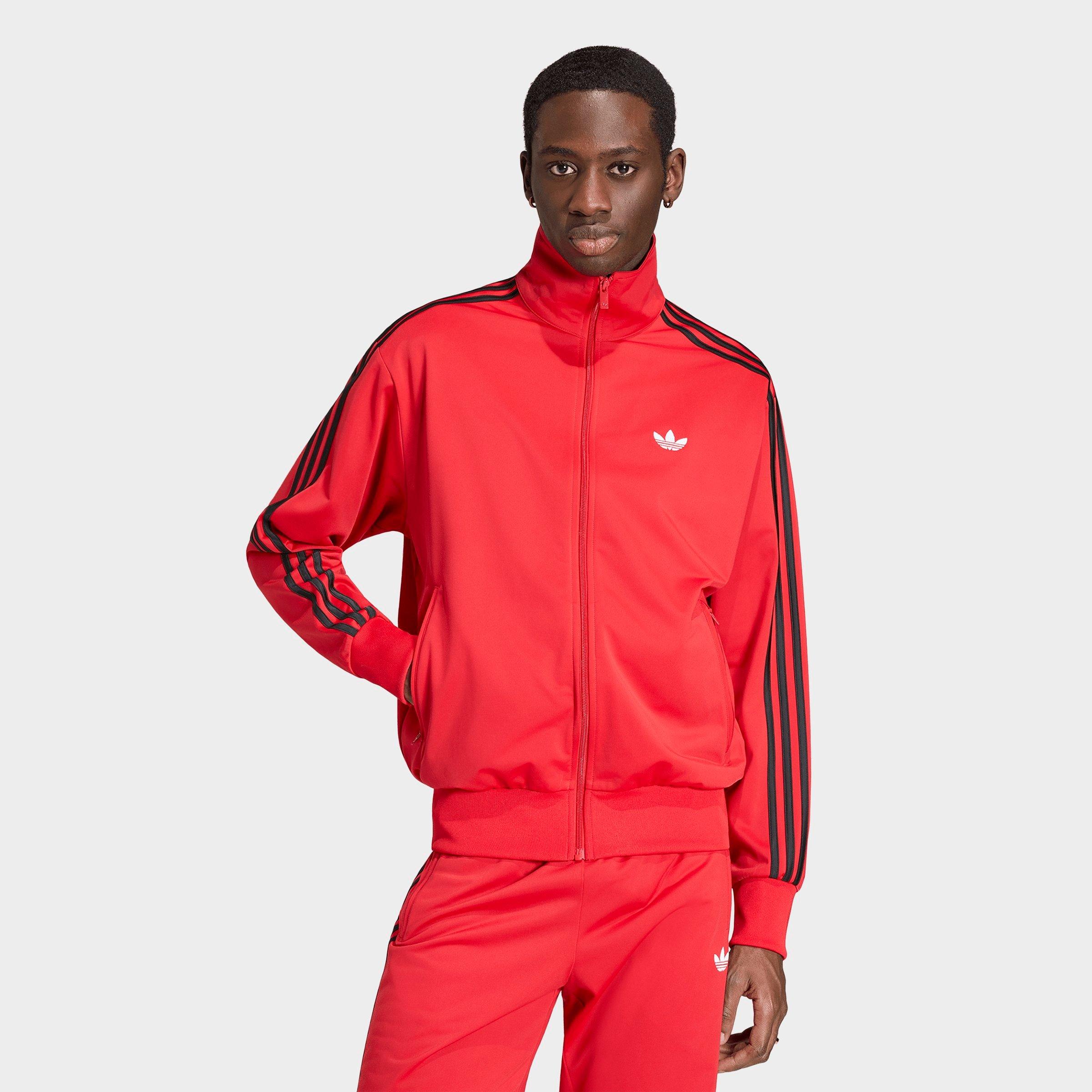 adidas Men's Originals adicolor Sport Firebird Full-Zip Track Jacket in Vivid Red Size: Medium