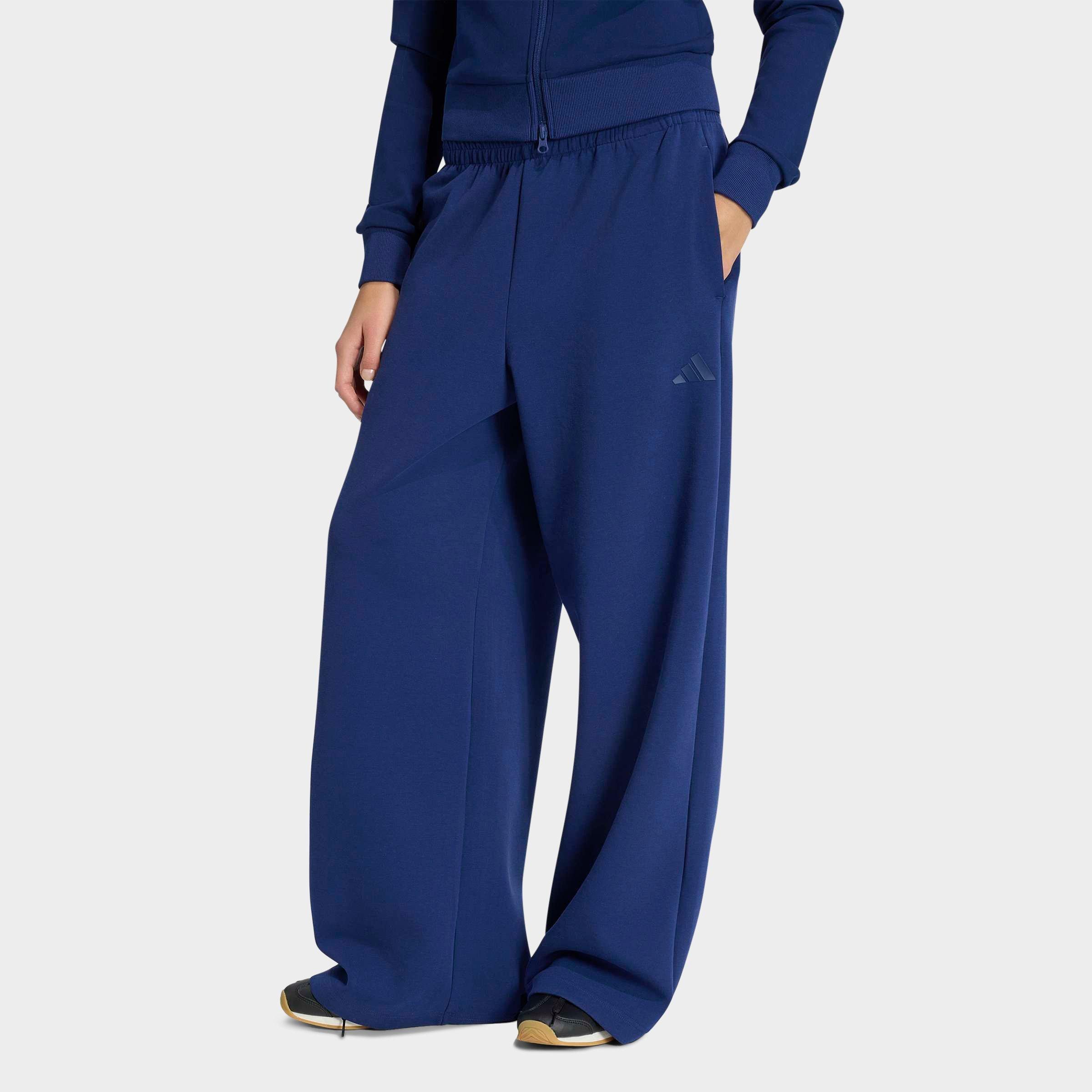 adidas Women's Sportswear Soft Lux Straight Leg Pants in Dark Blue Size: Small