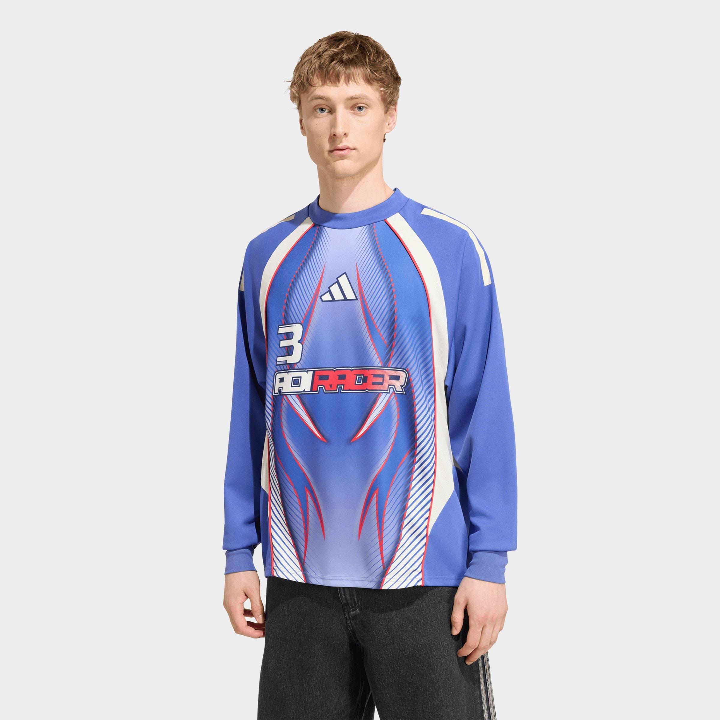 adidas Men's Motorsport Graphic Long-Sleeve T-Shirt in Dual Indigo Size: 2XL