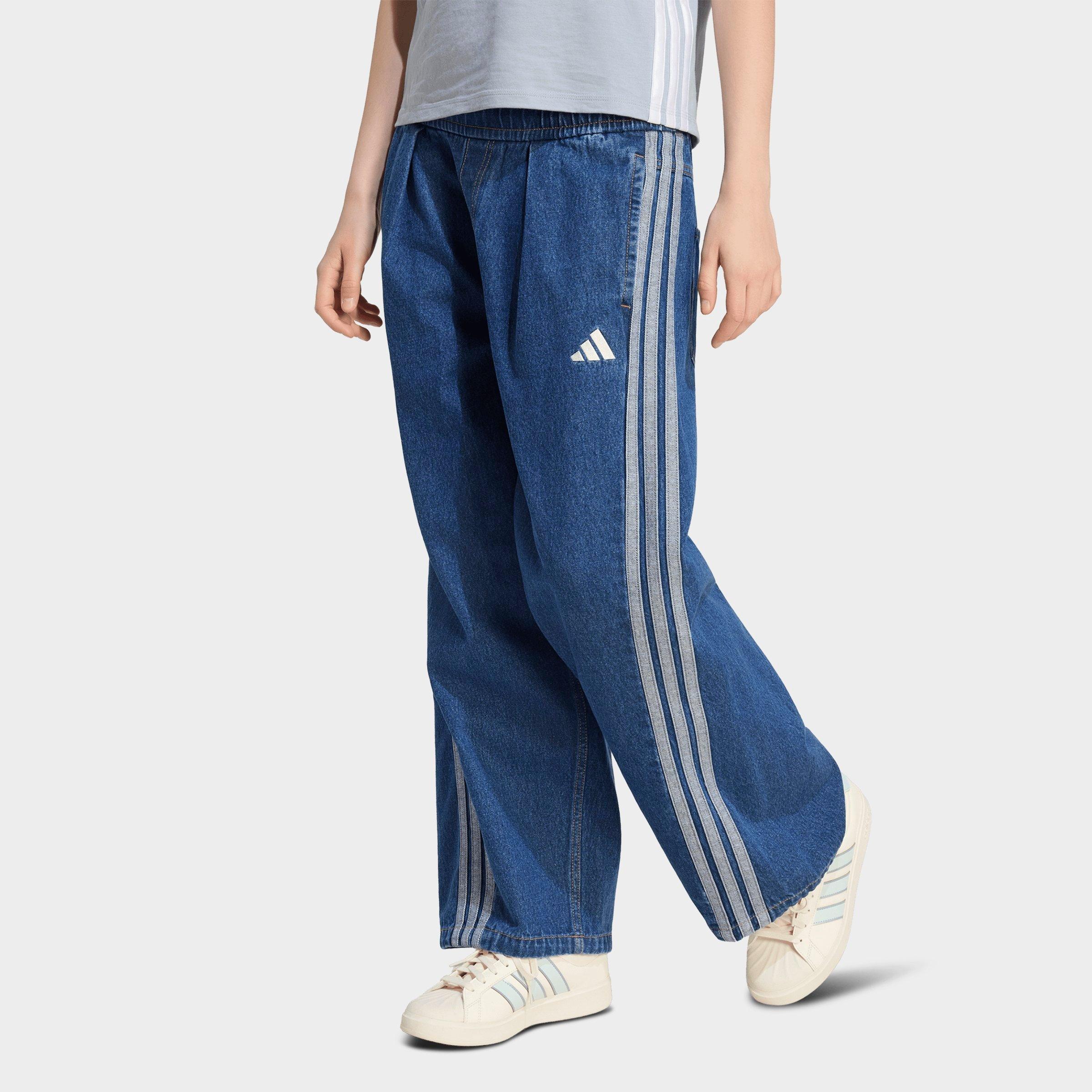 adidas Women's Originals Stadium Washed Loose Denim Pants in Preloved Ink Size: Large