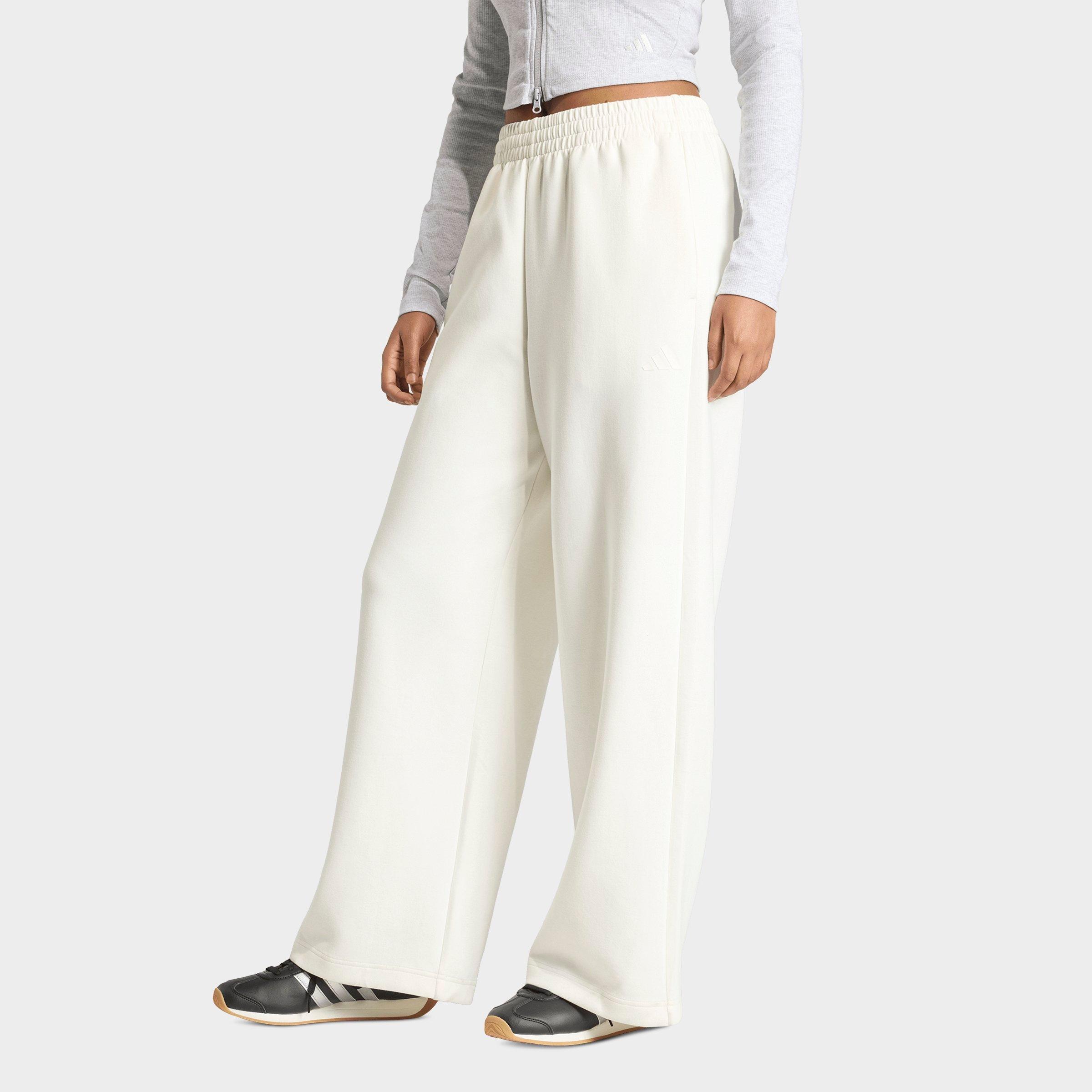 adidas Women's Sportswear Soft Lux Straight Leg Pants in Off White Size: Medium