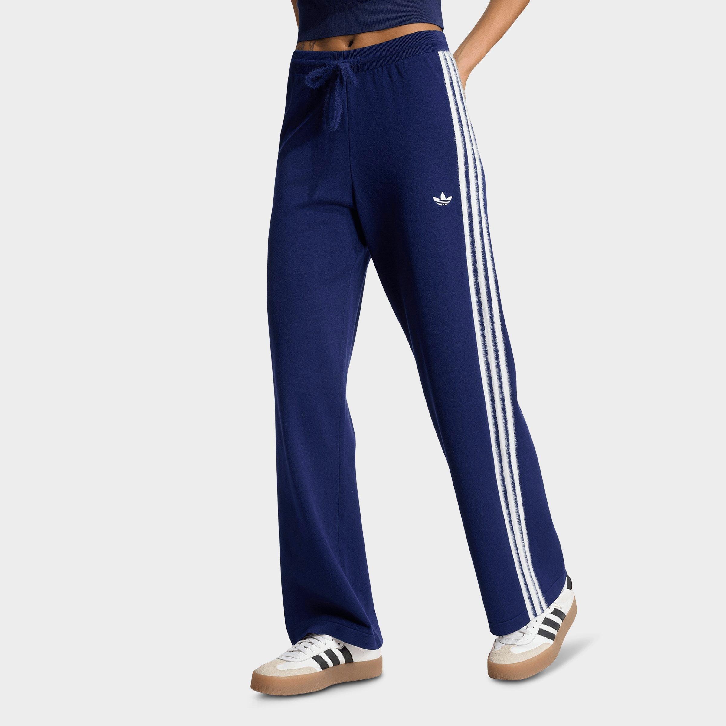 adidas Women's Originals Firebird Knit Track Pants in Dark Blue/White Size: 2XS