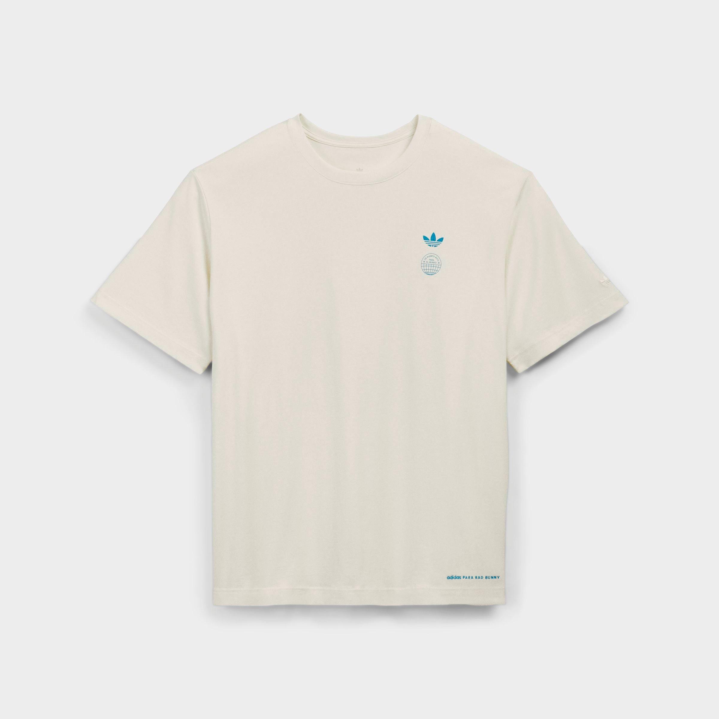 adidas Men's Originals x Bad Bunny DTmF Sao Paulo Graphic Oversized Heavyweight T-Shirt in Cream White Size: Medium