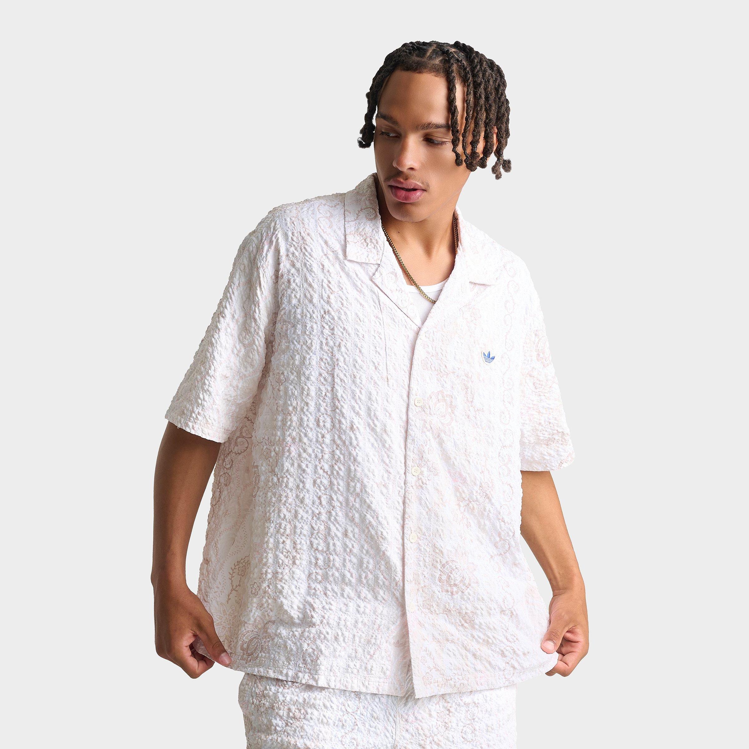 adidas Men's Originals Summer Glow Printed Seersucker Resort Shirt