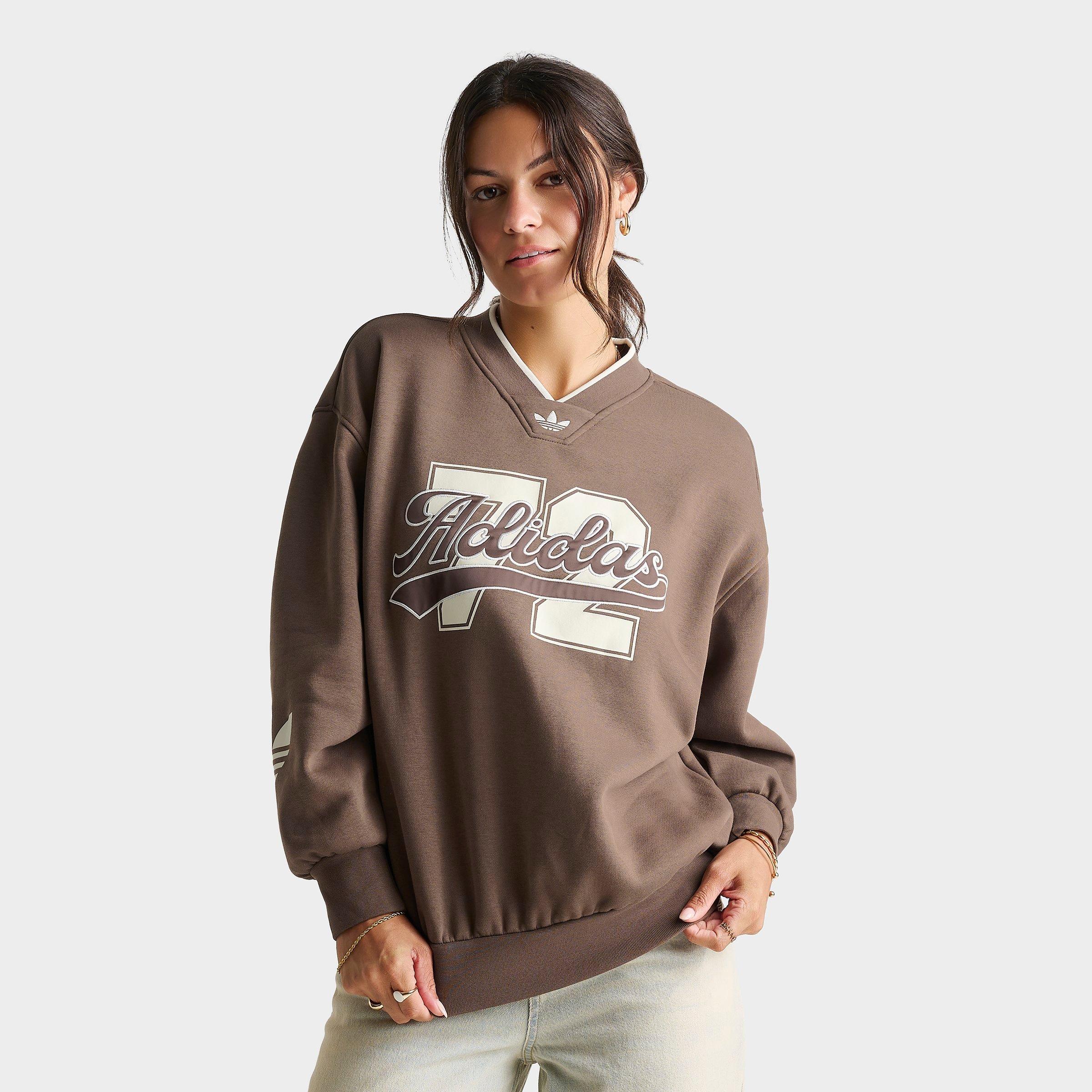 adidas Women's Originals V-Neck Baseball Crew Sweatshirt