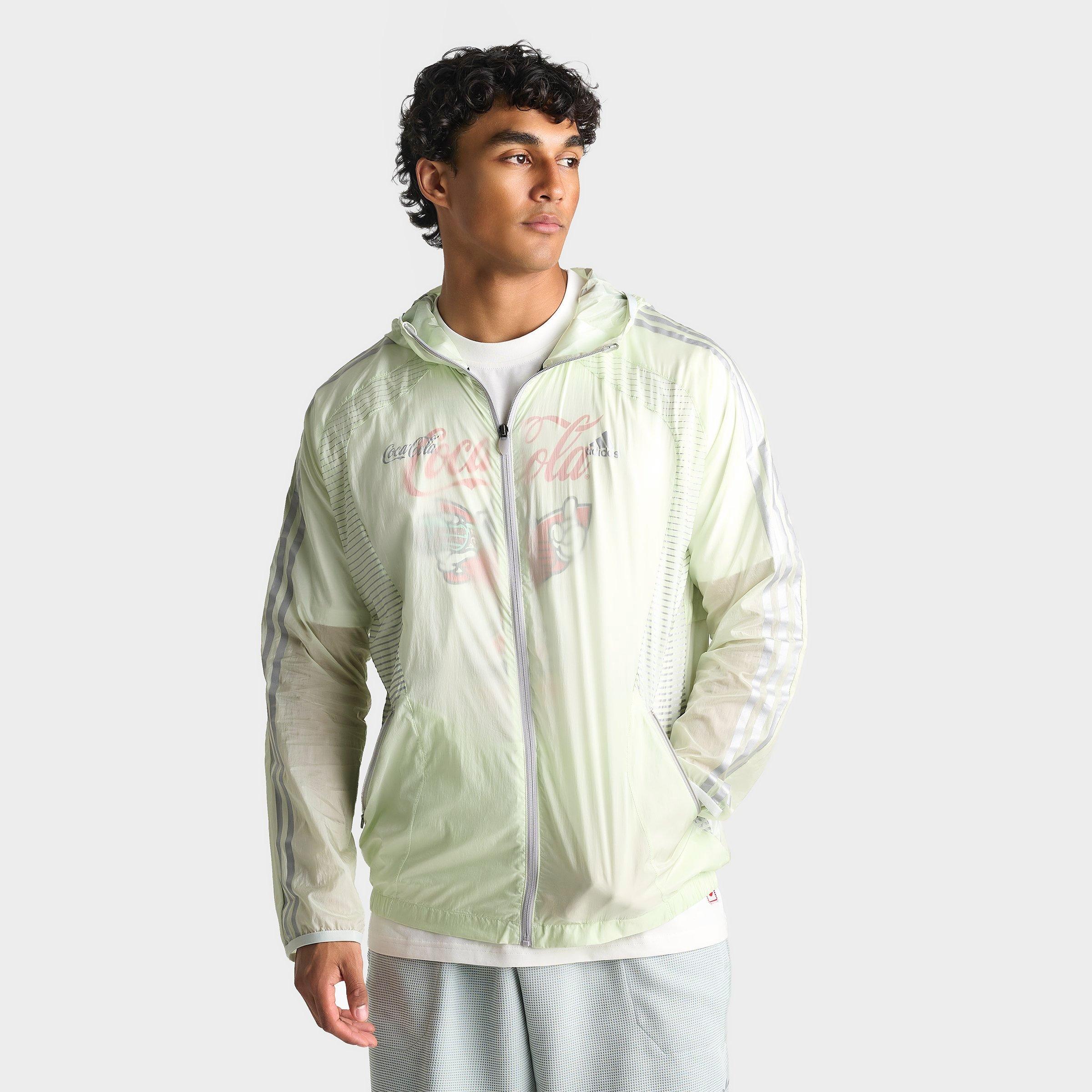 adidas Men's x Coca-Cola Teamgeist Windbreaker Jacket in Crystal Jade/Grey Silver Size: Medium