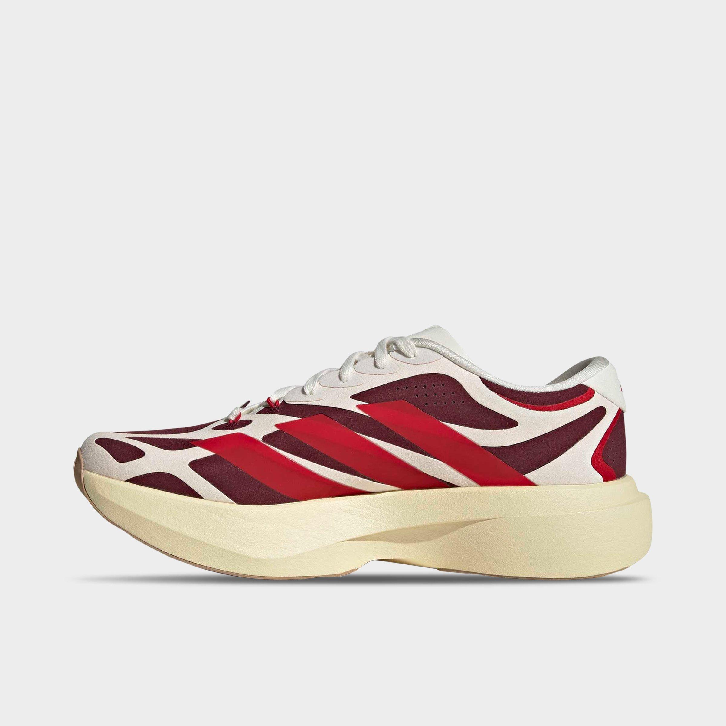 adidas Men's Adizero EVO SL EXO Suede Running Shoes in Off White/Better Scarlet/Maroon Size: 9.0