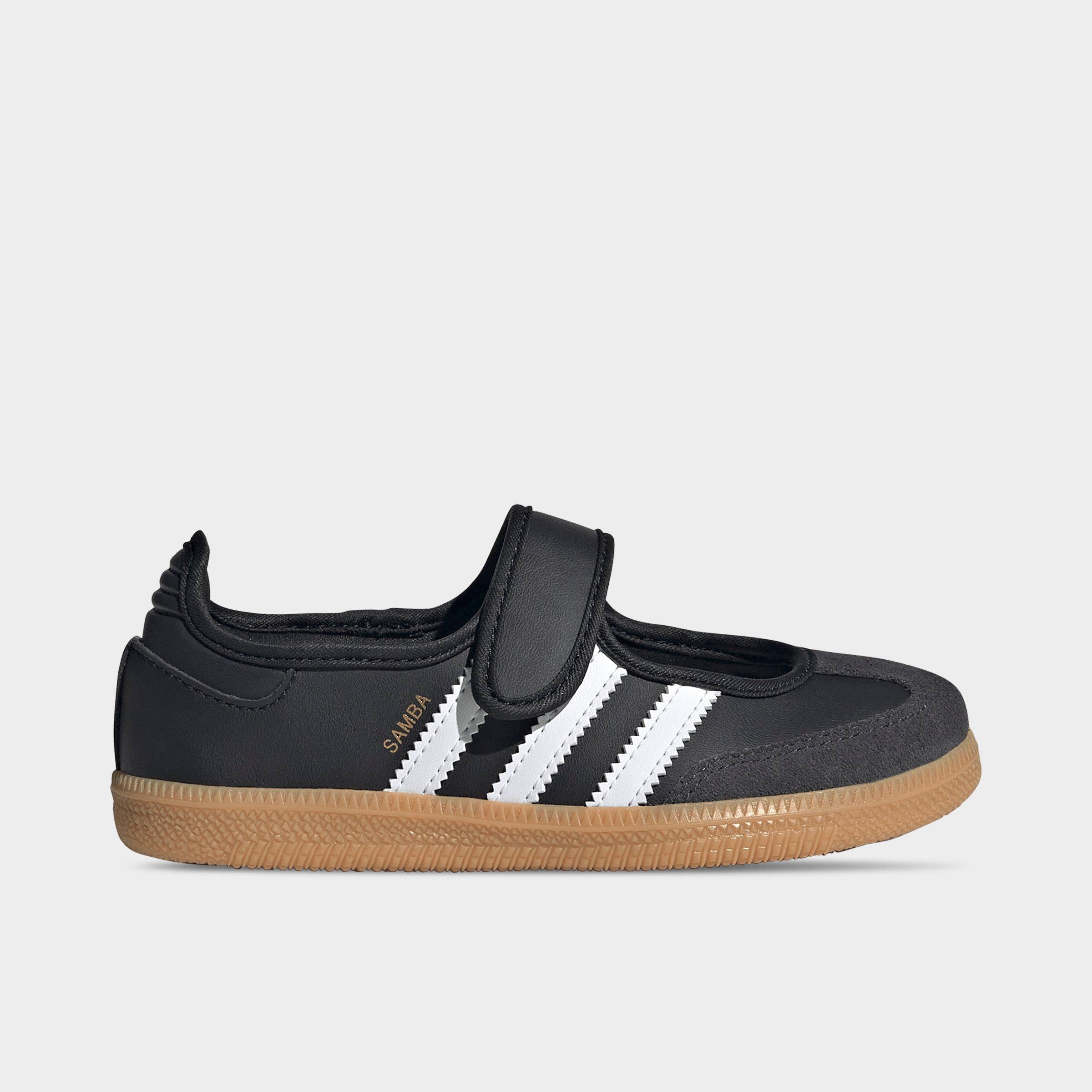 adidas Girls Little Kids Originals Samba Jane Casual Shoes in Core Black/Cloud White/Gum Size: 2.0