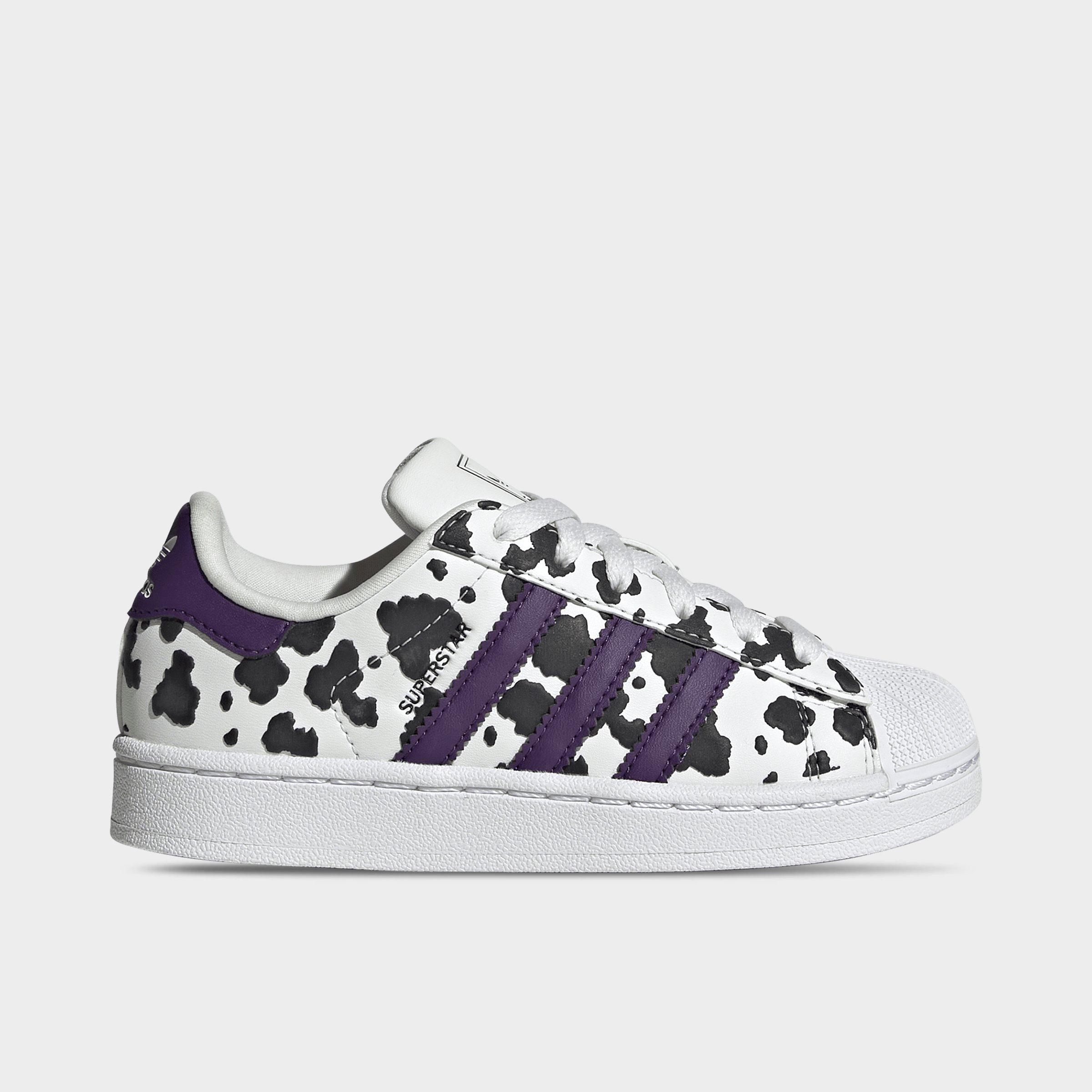 adidas Little Kids Originals Superstar II Casual Shoes in Crystal White/Violet/Cloud White Size: 2.0