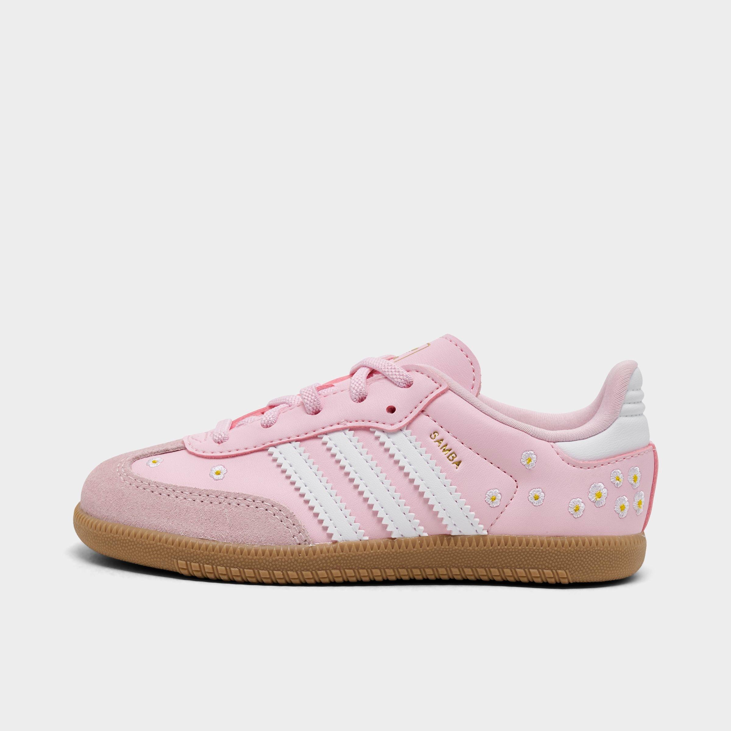 adidas Kids Toddler Originals Samba OG Stretch Lace Casual Shoes in Clear Pink/Footwear White/Gum Size: 10.0