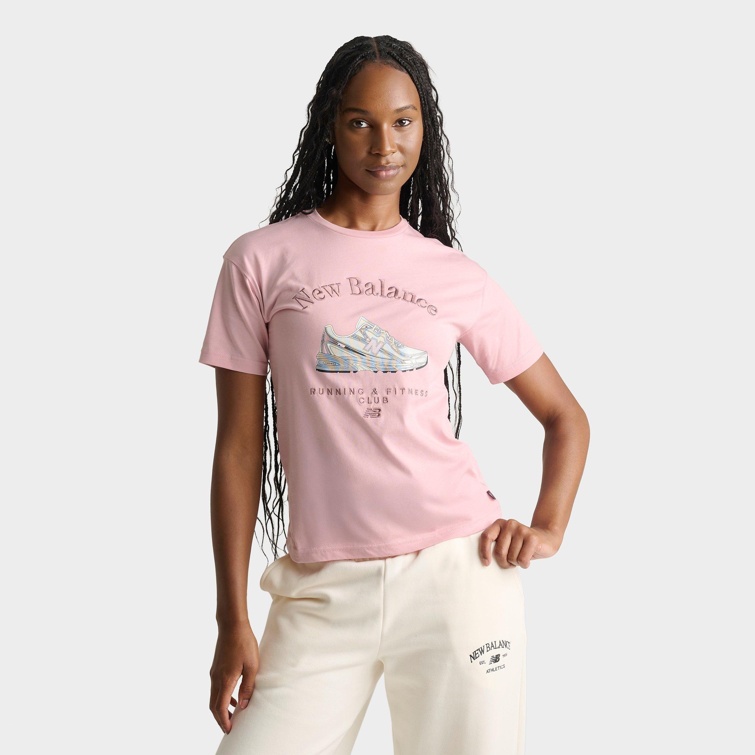 New Balance Girls Big Kids 740 Boyfriend T-Shirt in Pink Chalk Size: Large