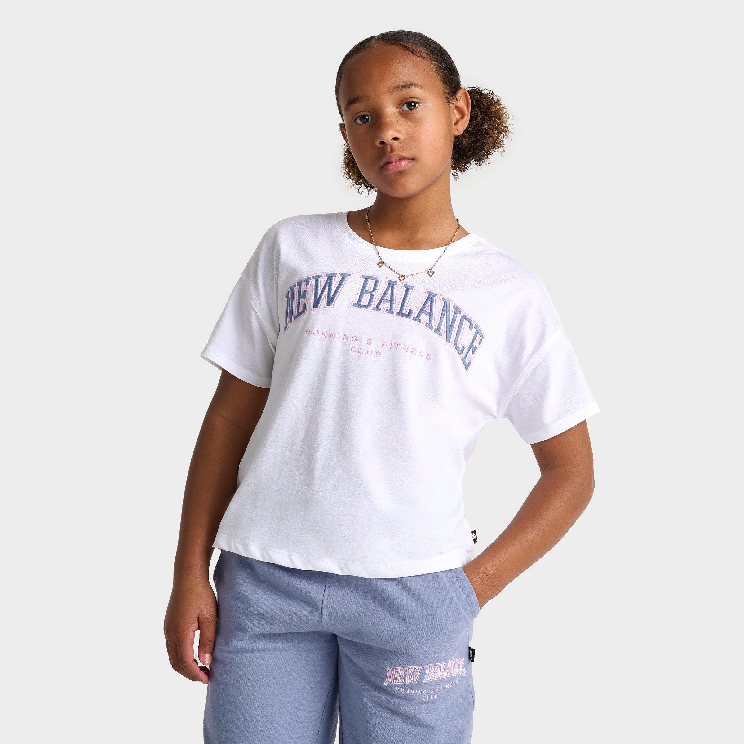 New Balance Girls Club Cropped T-Shirt in White Size: Small