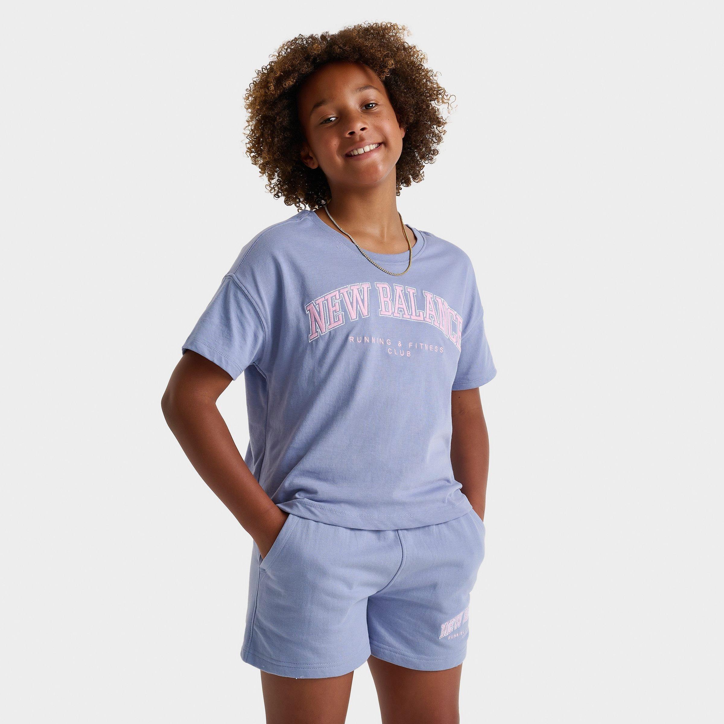 New Balance Girls Club Cropped T-Shirt in Dusk Shower Size: Small