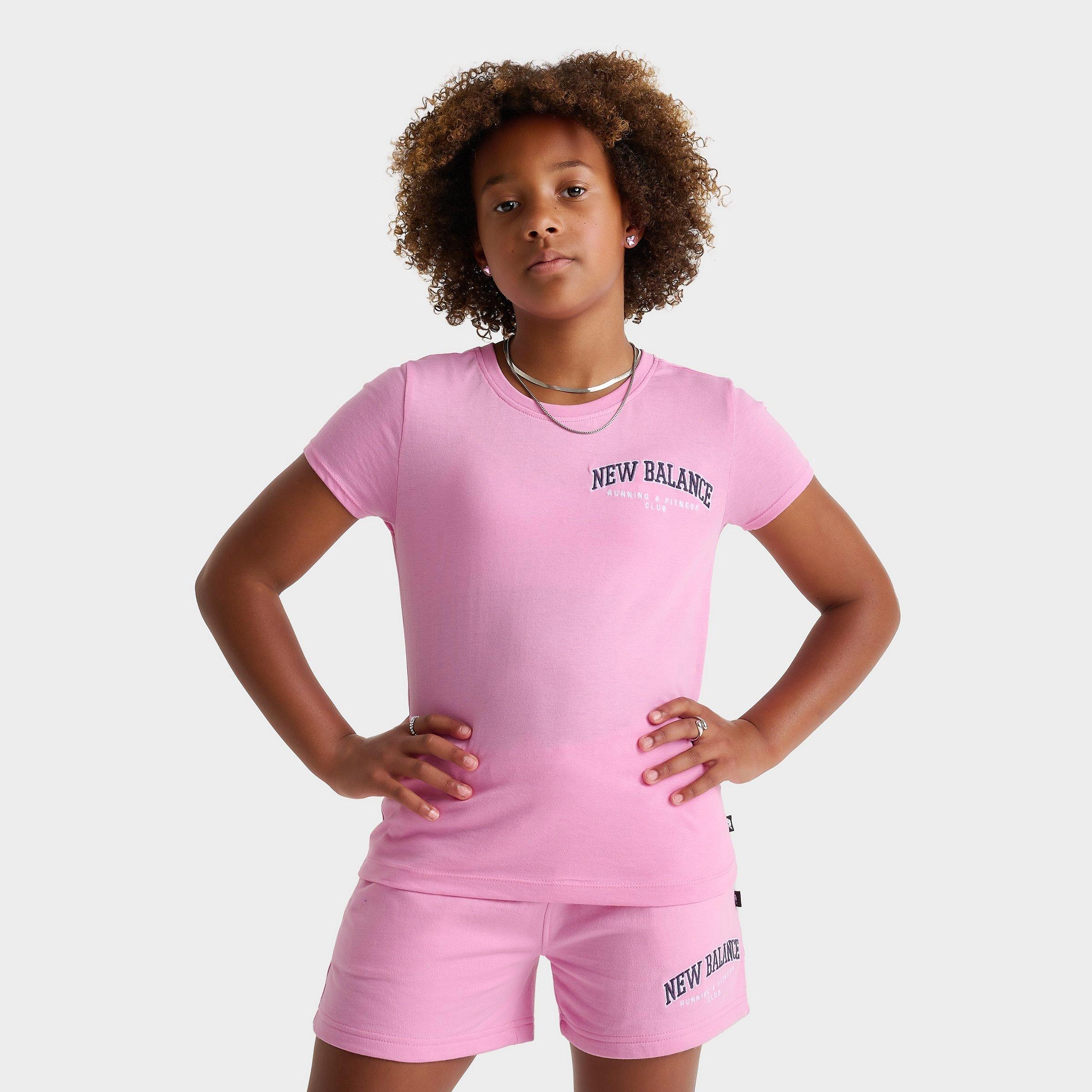New Balance Girls Club Baby T-Shirt in Pink Sugar Size: Small