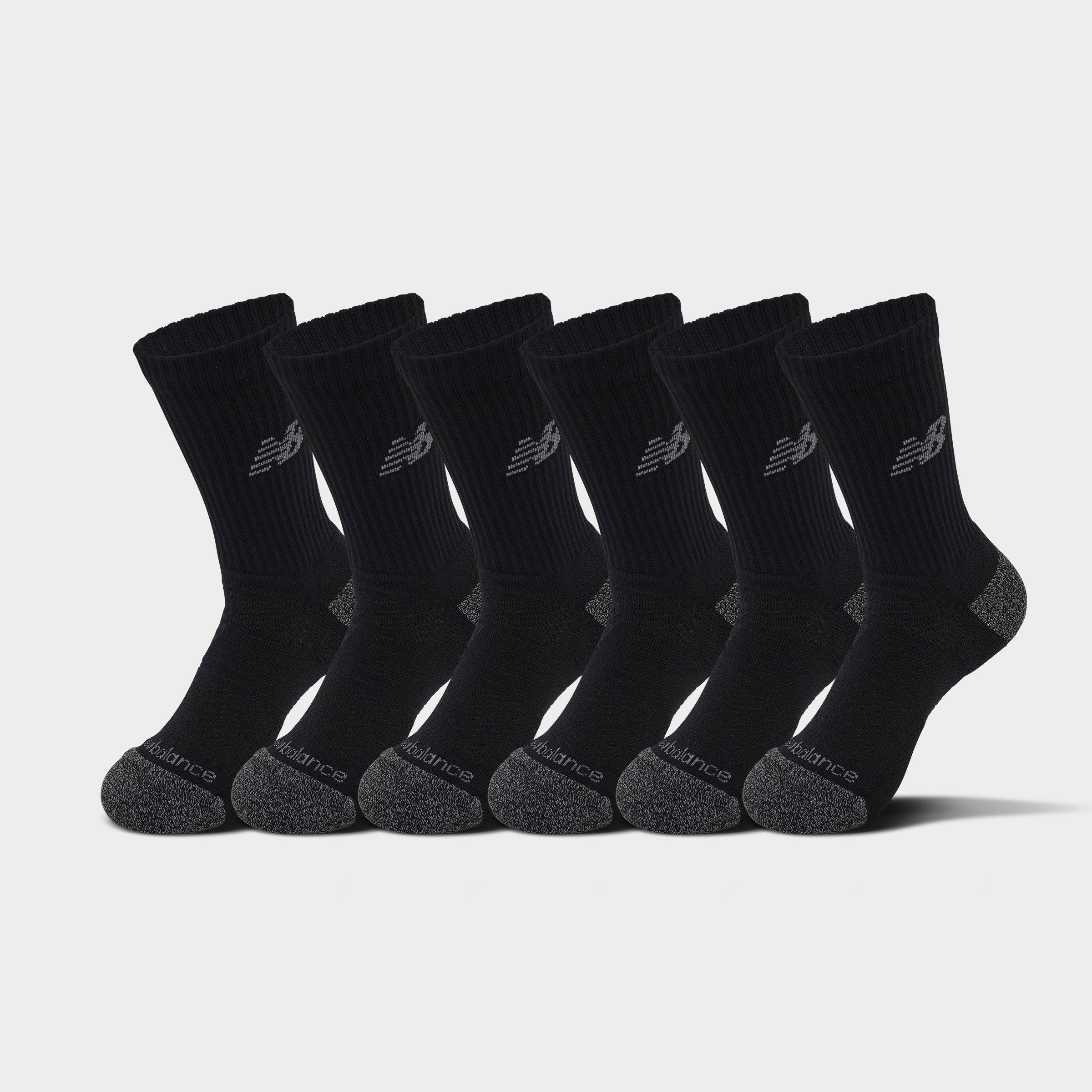 New Balance Active Crew Socks (6-Pack) in Black Size: Medium