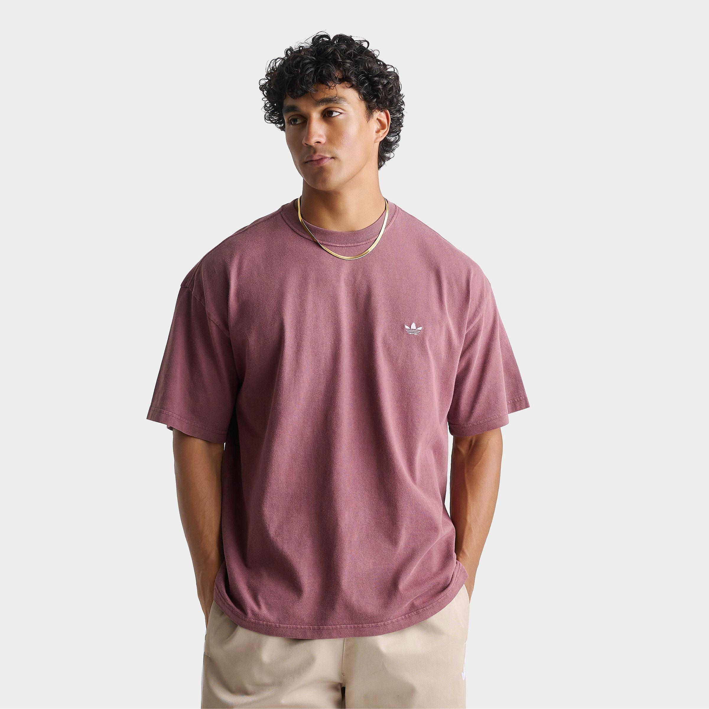 adidas Men's Originals Trefoil Essentials Washed Loose T-Shirt in Maroon Size: Medium