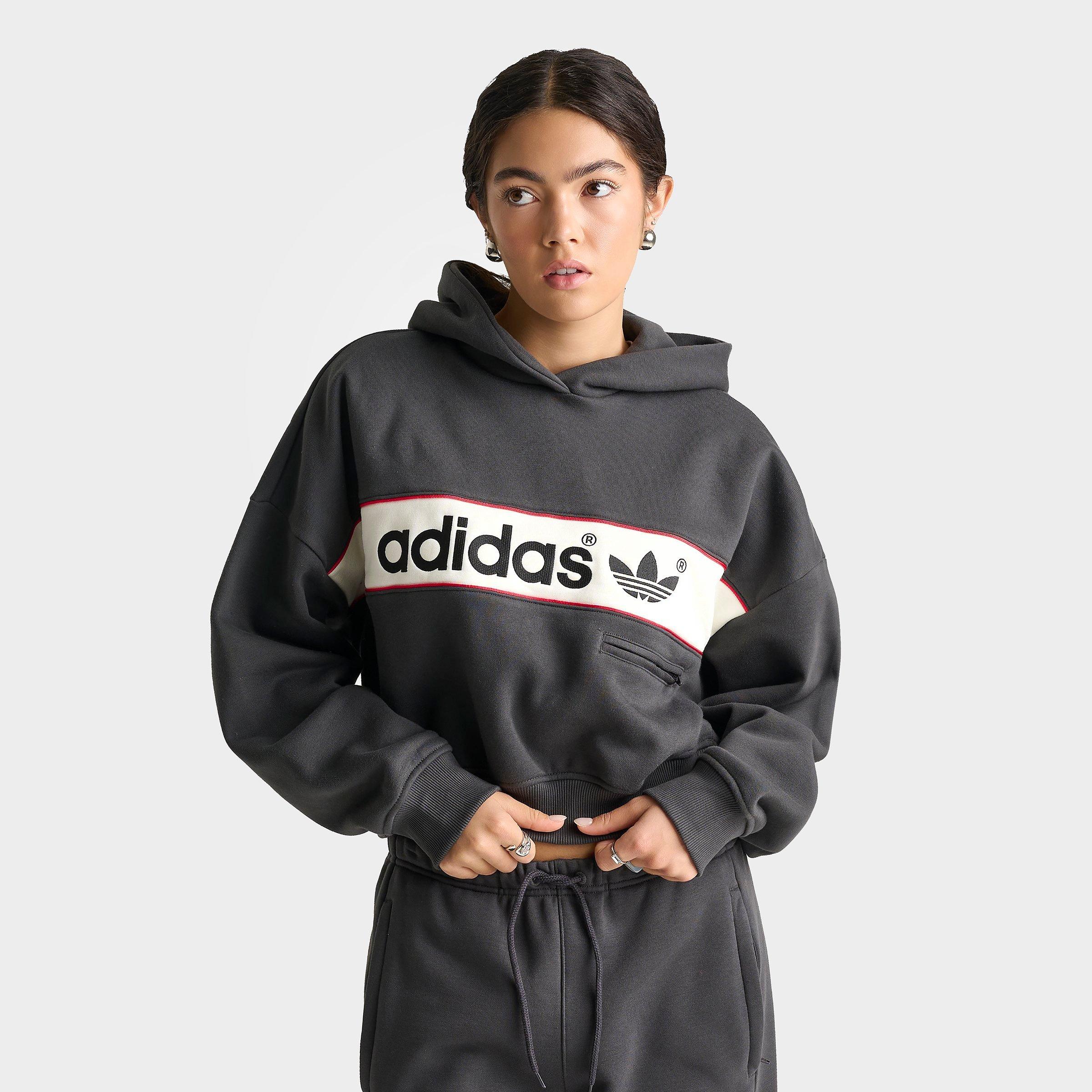 adidas Women's Originals adiSignature NY Fleece Cropped Pullover Hoodie
