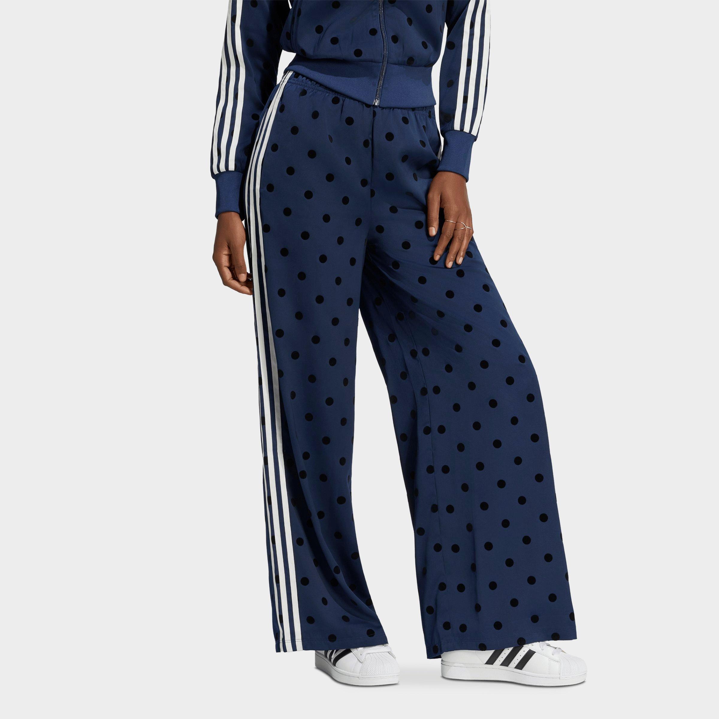 adidas Women's Originals Firebird Polka Dot Satin Wide-Leg Track Pants