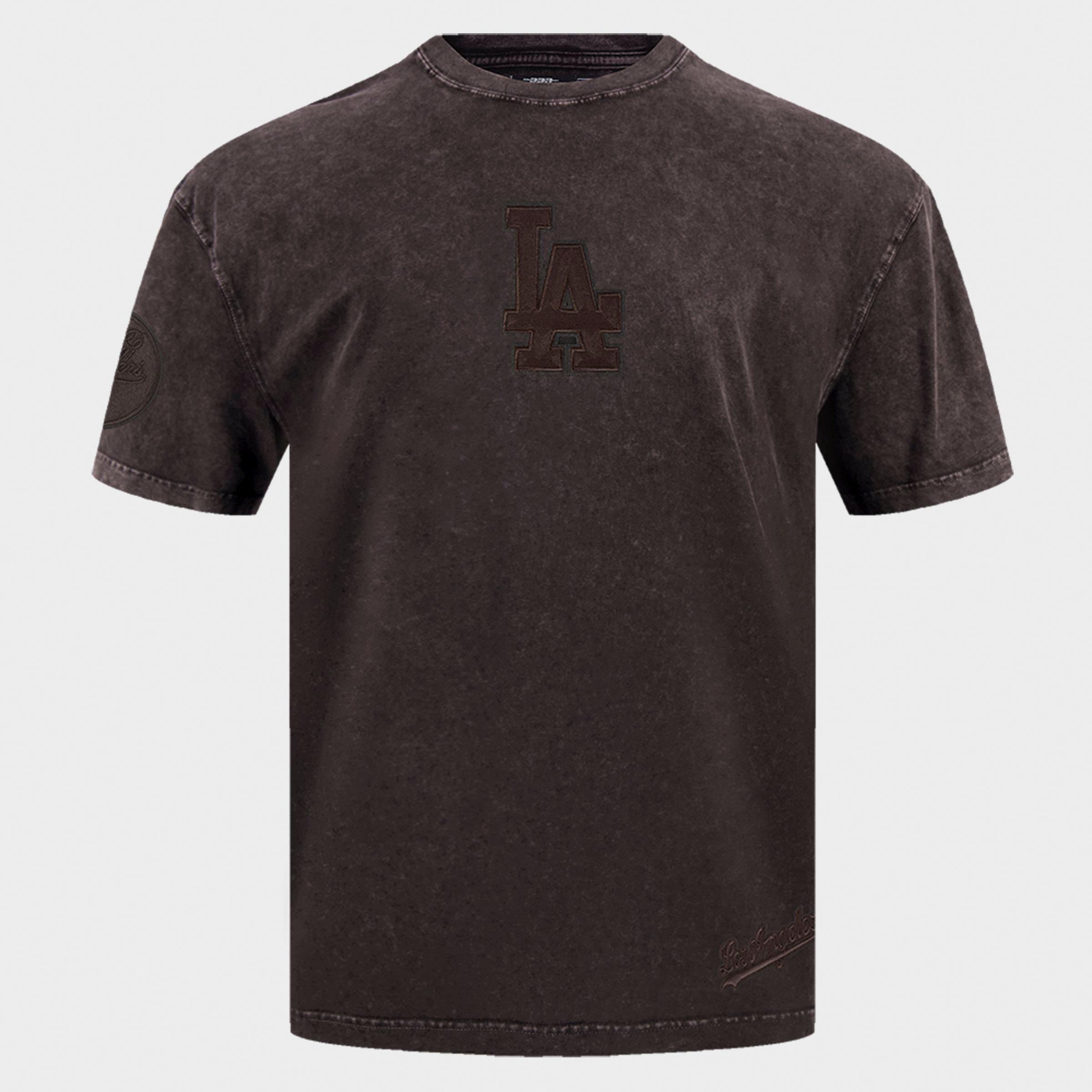 Pro Standard Men's Los Angeles Dodgers MLB Enzyme Wash Logo T-Shirt in Washed Brown Size: Large