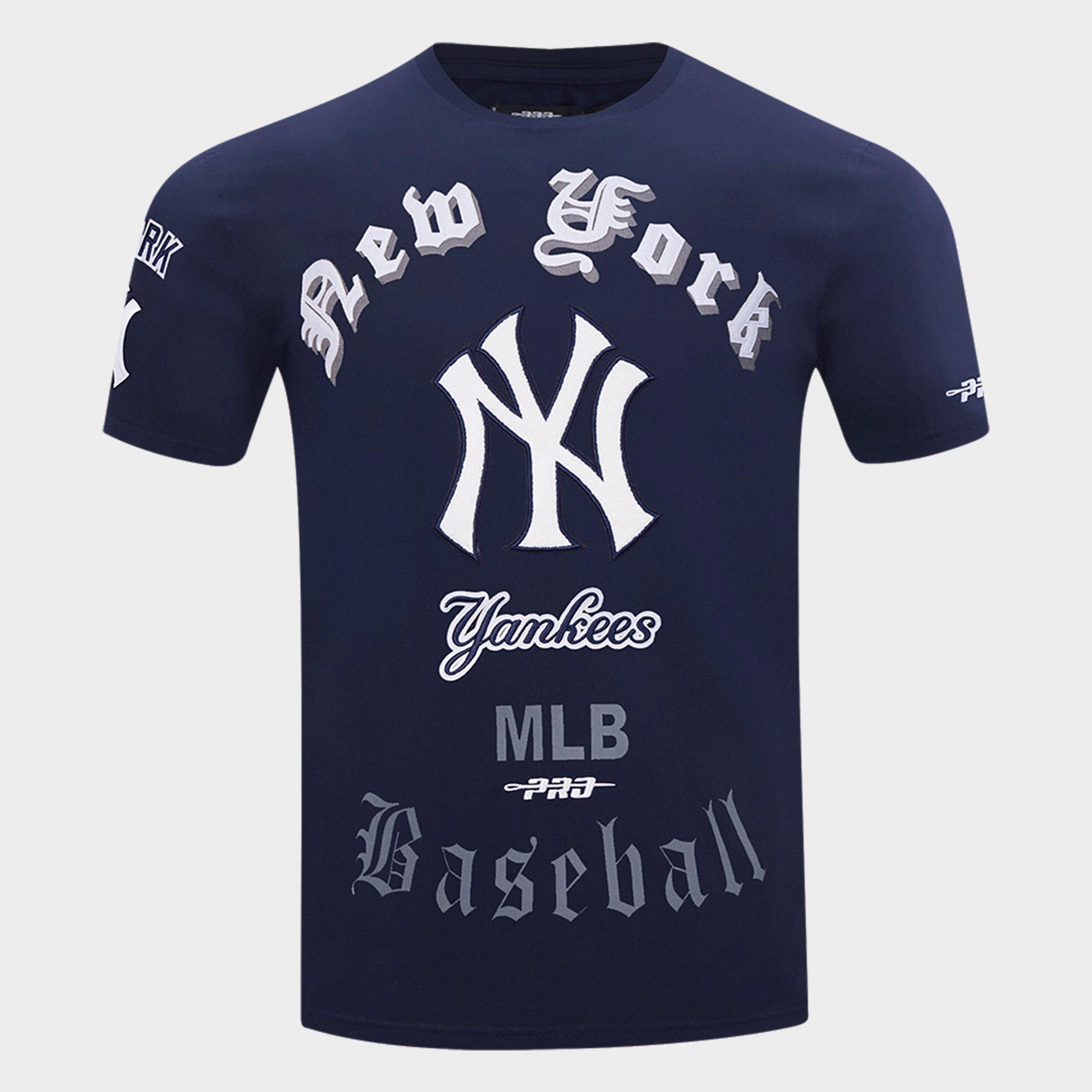 Pro Standard Men's New York Yankees MLB Old English T-Shirt in Midnight Navy Size: Small