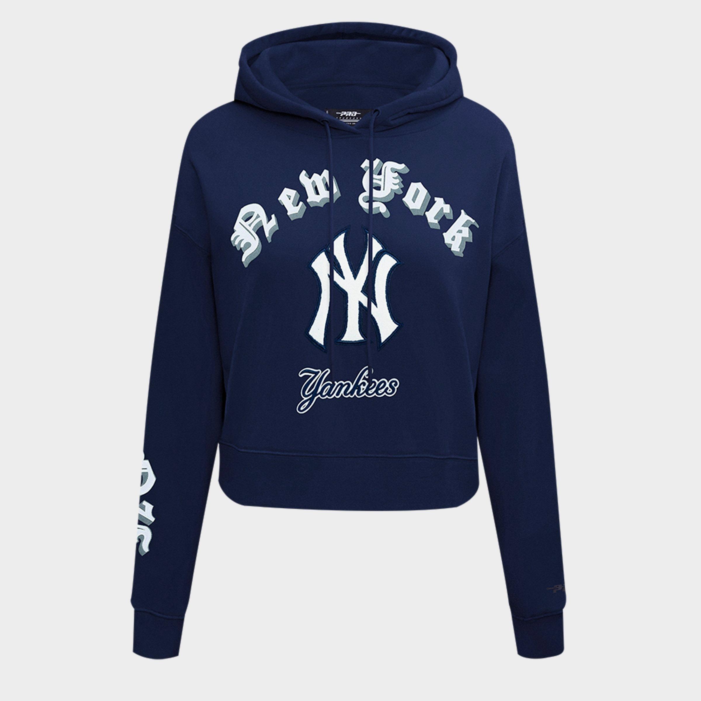 Pro Standard Women's New York Yankees MLB Old English Fleece Cropped Pullover Hoodie