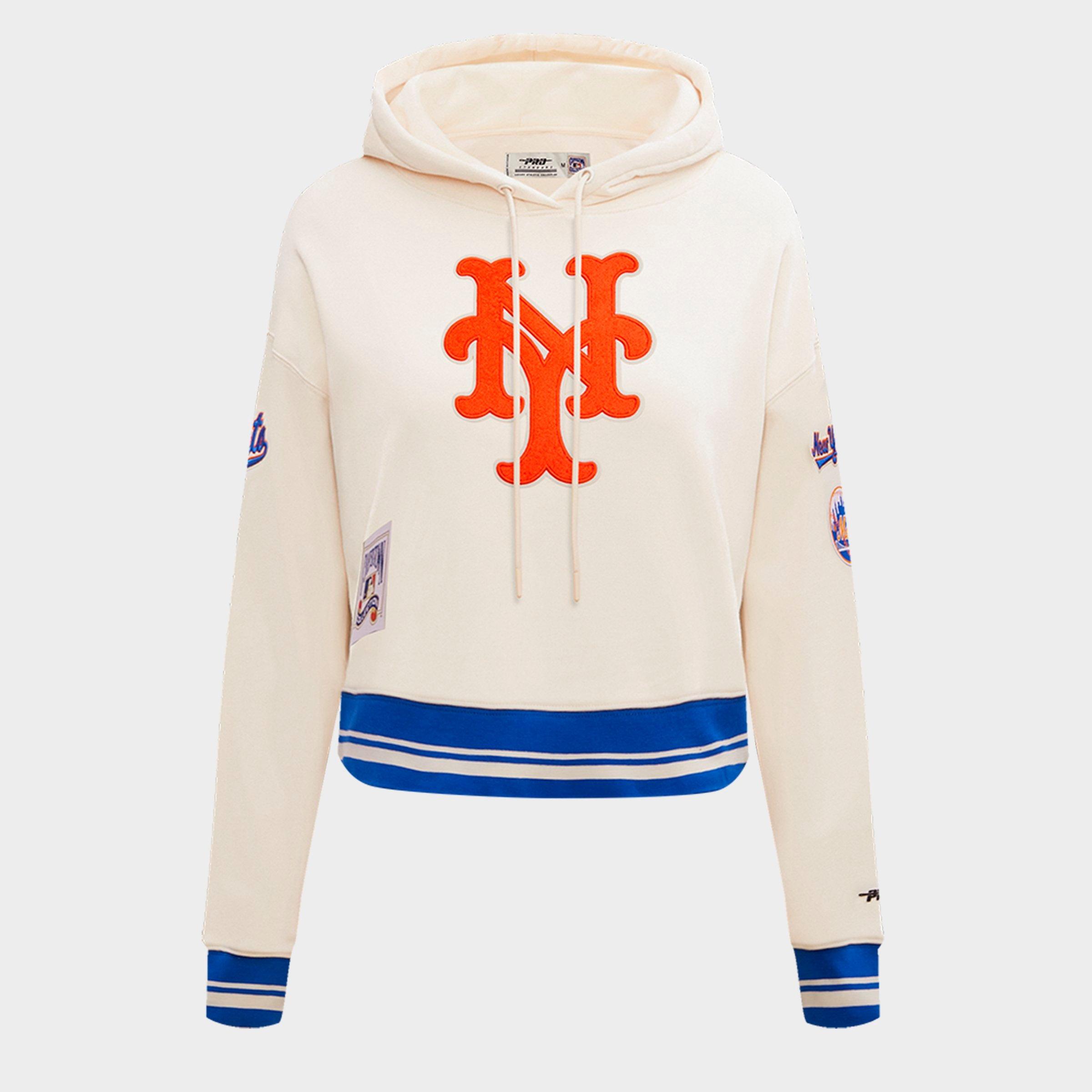 Pro Standard Women's New York Mets MLB Retro Classic Fleece Cropped Pullover Hoodie