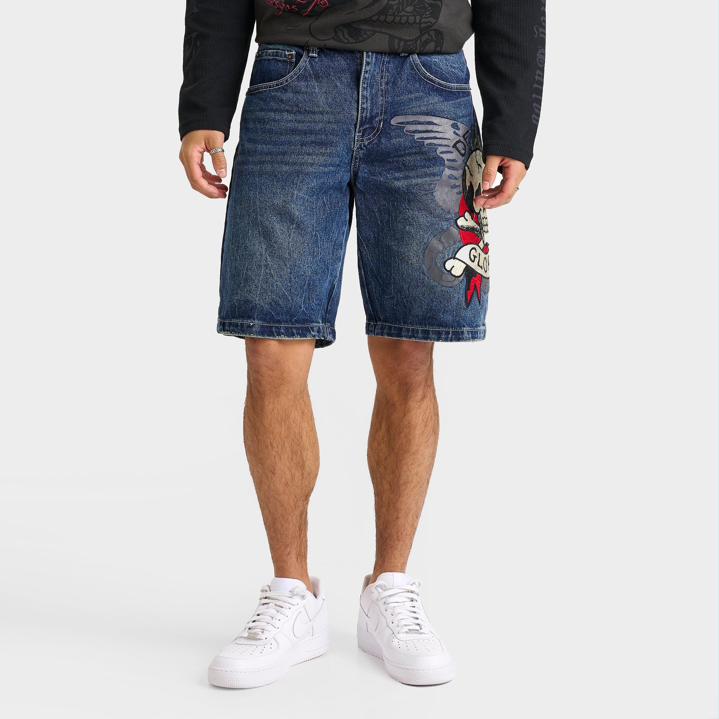 Men's Ed Hardy Love Kills Slowly Skull Graphic Mesh Shorts