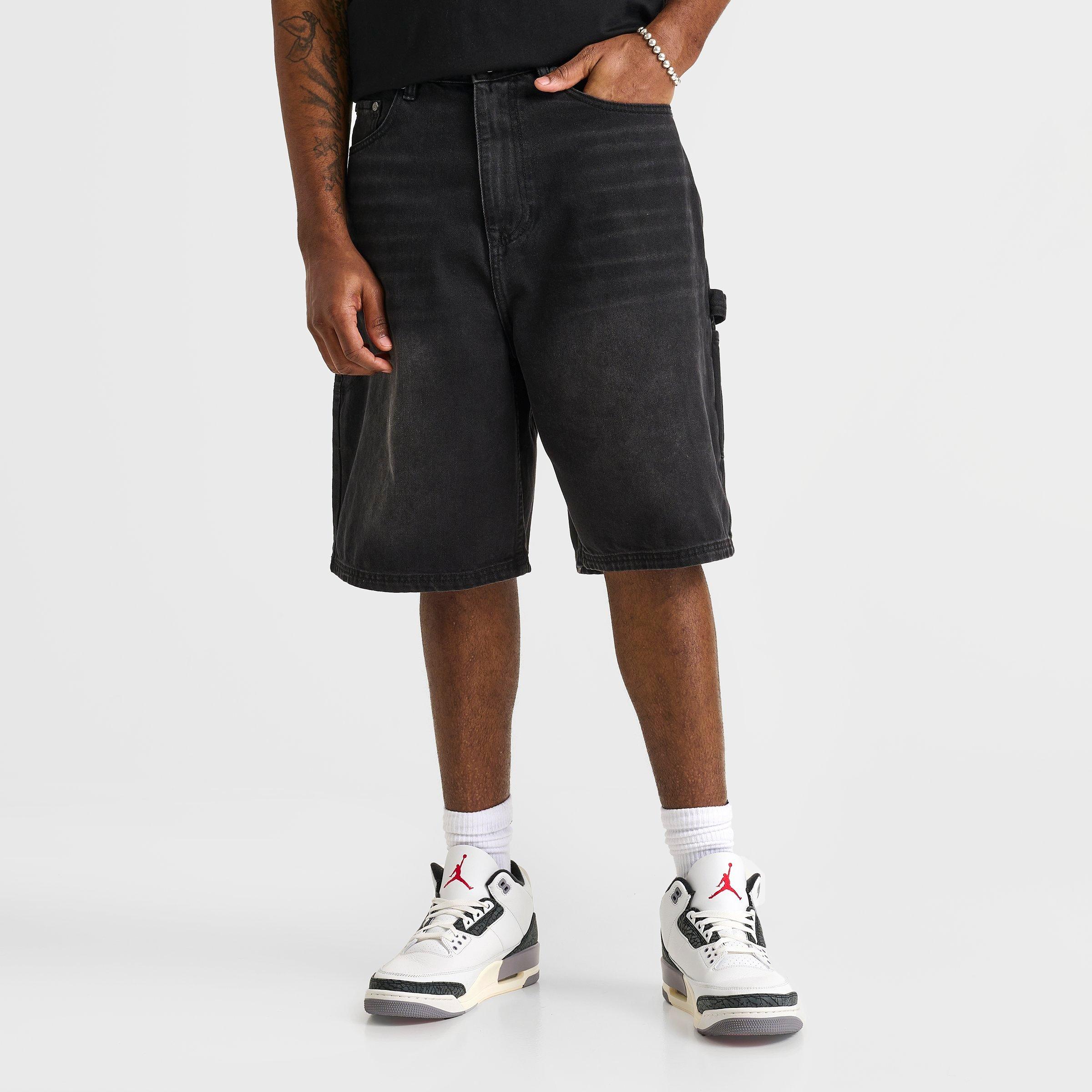 MERCIER Men's Stressed Relaxed Hammer Lightweight Denim Jean Shorts in Black Wash Size: 30