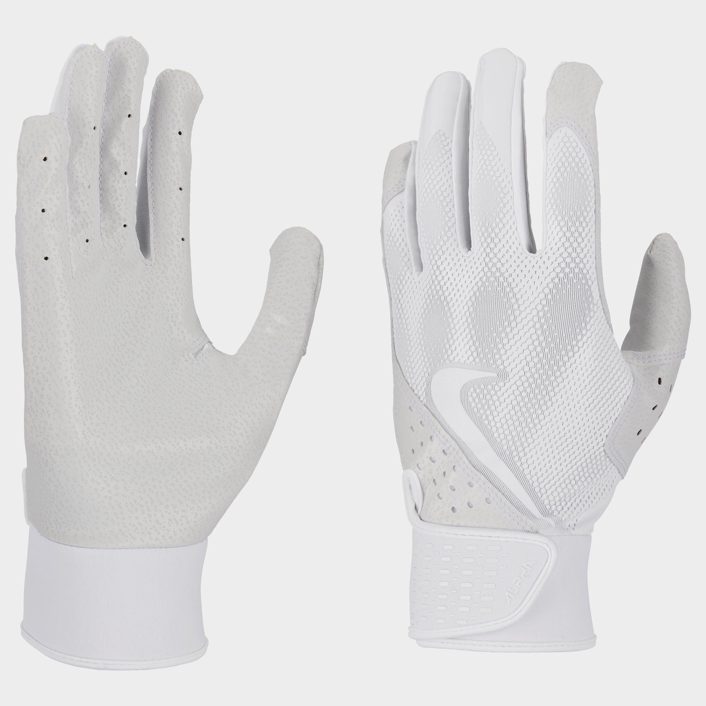 Nike Alpha Baseball Batting Gloves in White Size: XL