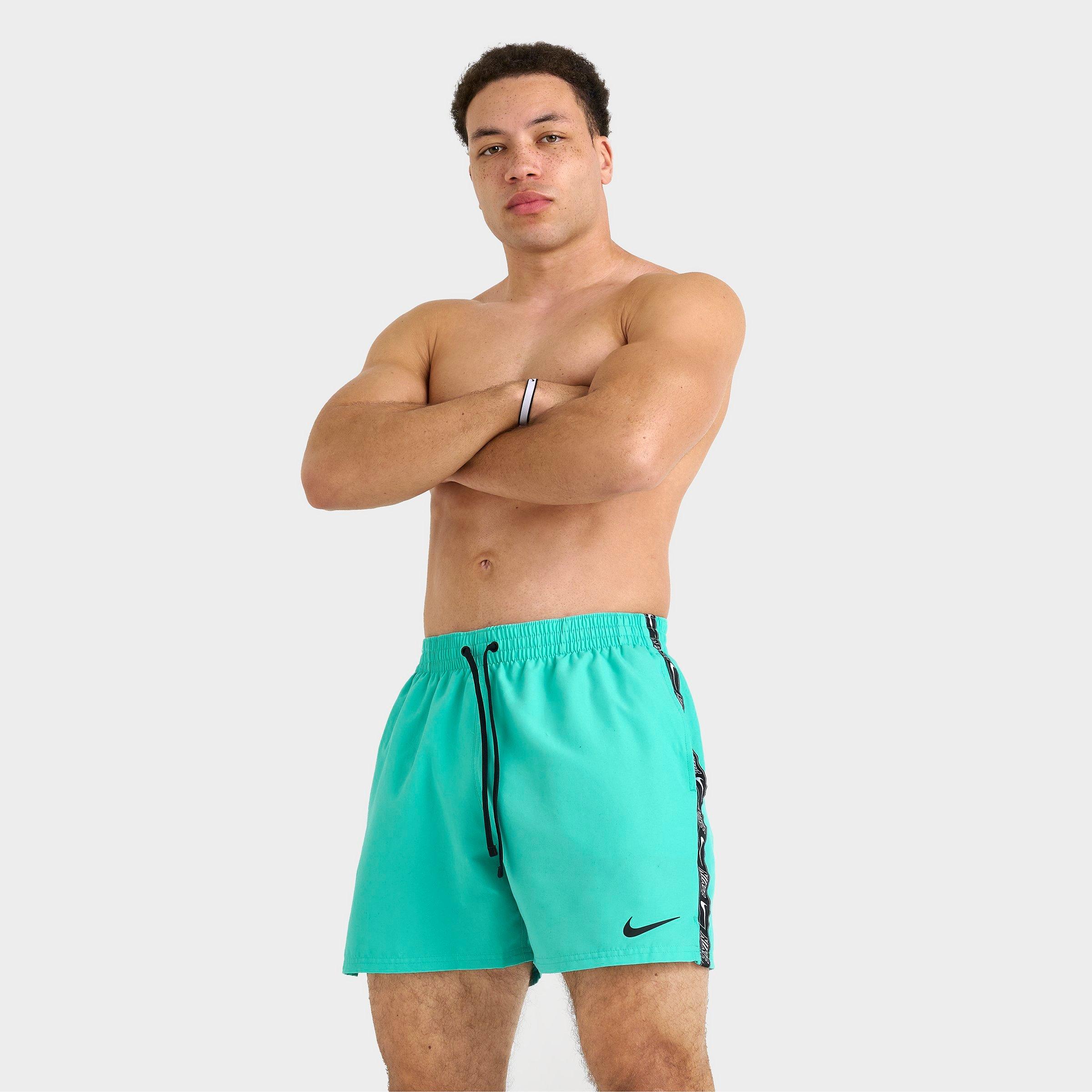 Nike Men's Swim Tape Logo 5" Volley Shorts in Hyper Jade Size: Small