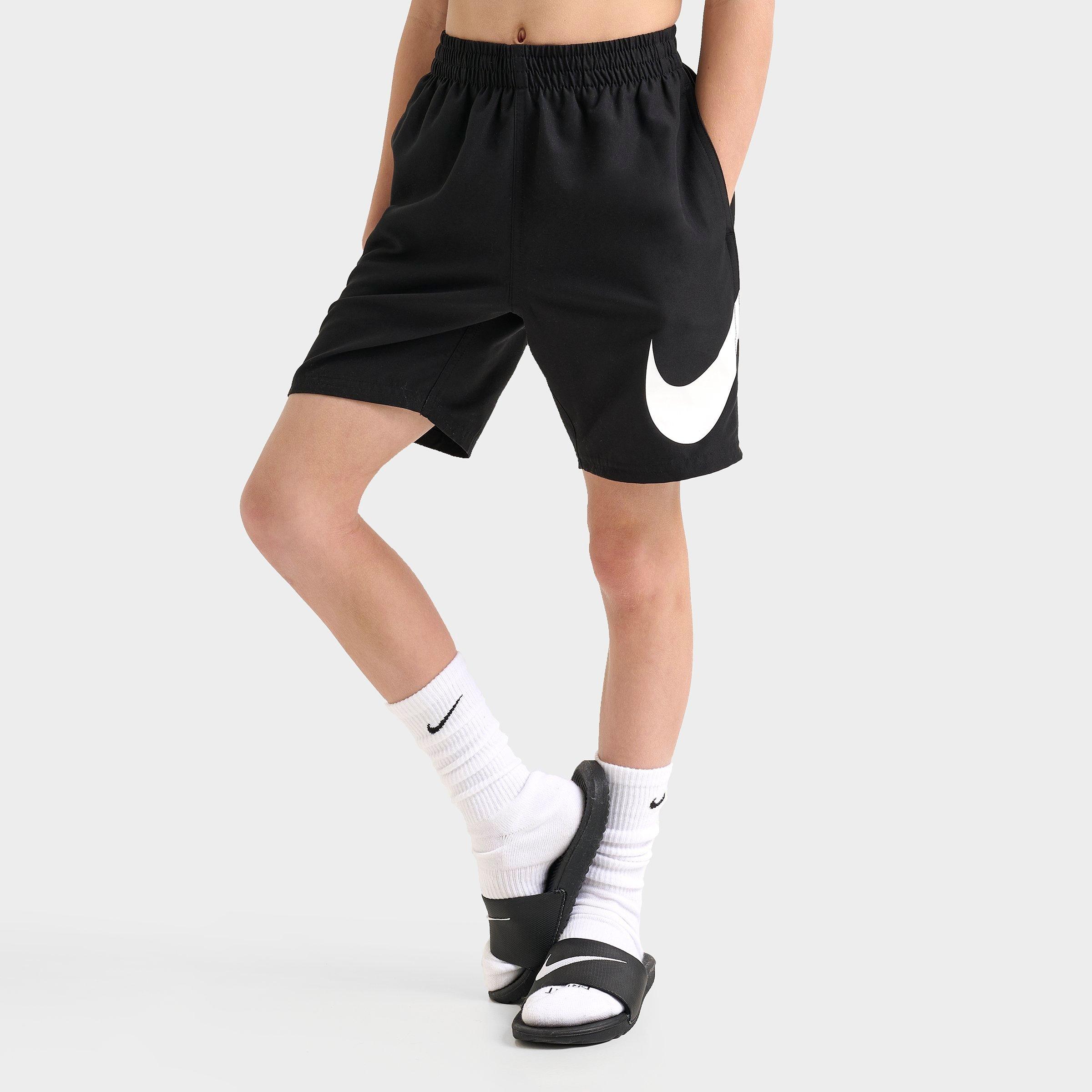 Nike Kids Stacked Logo Swim Shorts in Black/White/Red Size: Small