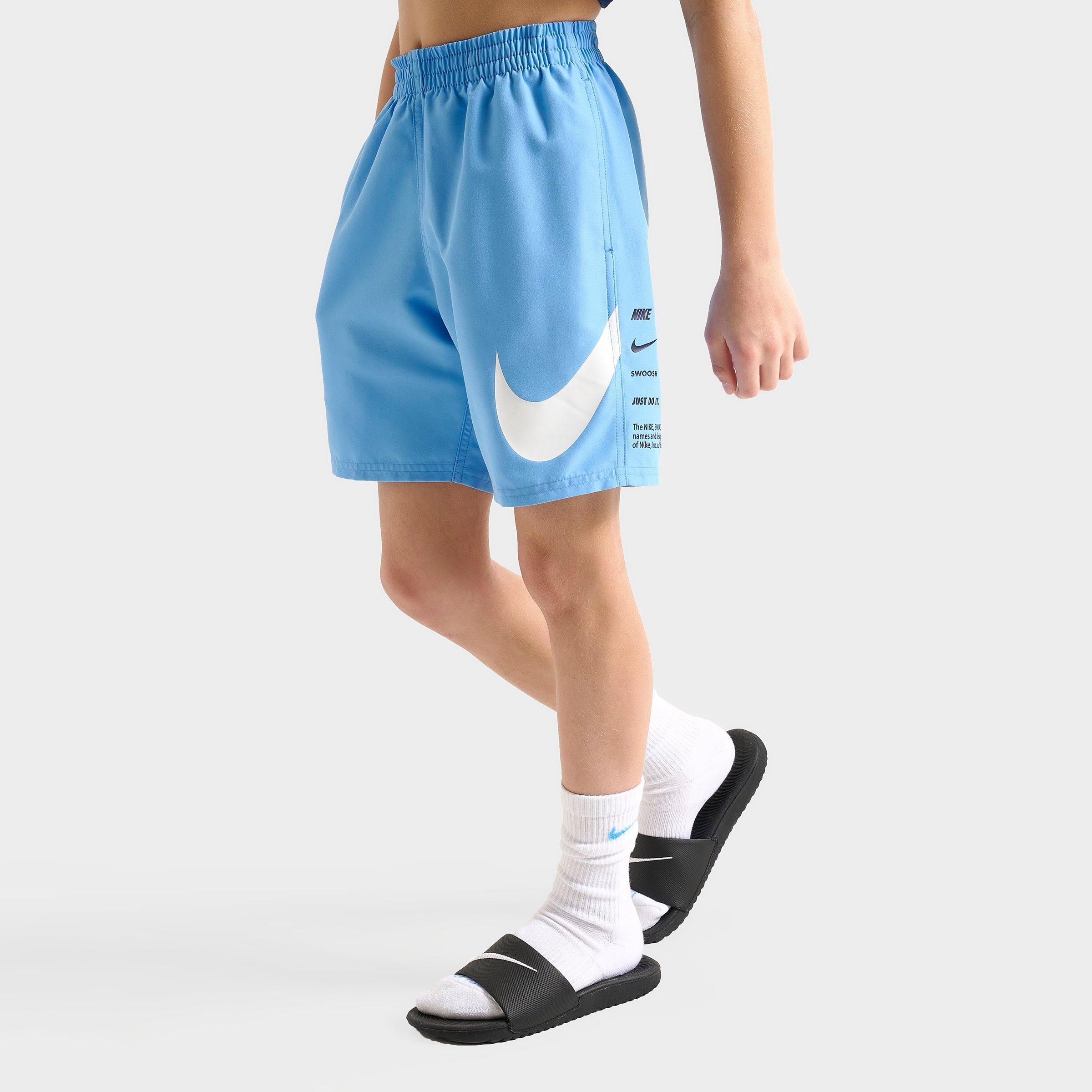 Nike Kids Stacked Logo Swim Shorts in University Blue/White/Navy Size: Small