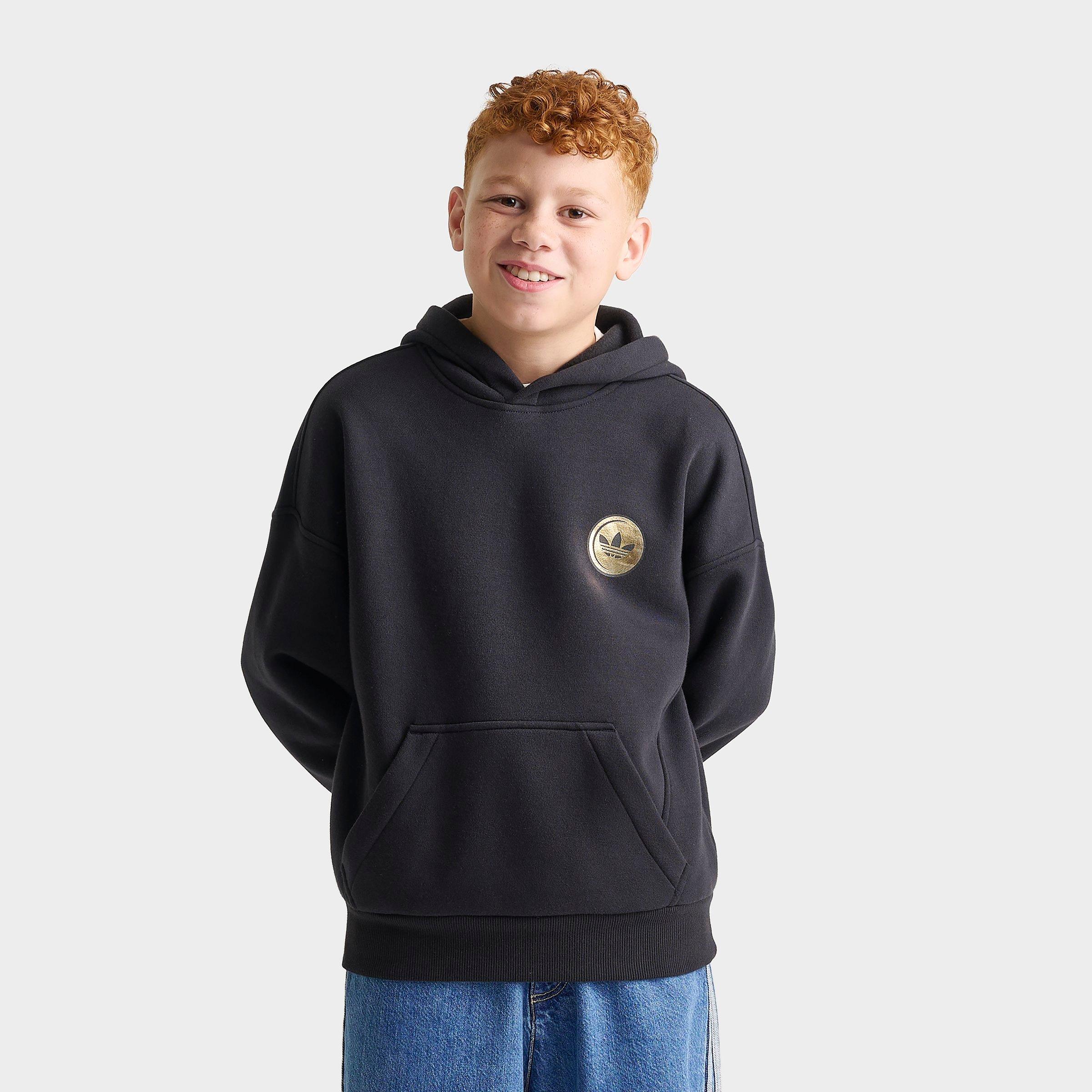 adidas Big Kids Originals Pigeon Fleece Pullover Hoodie in Black Size: XS