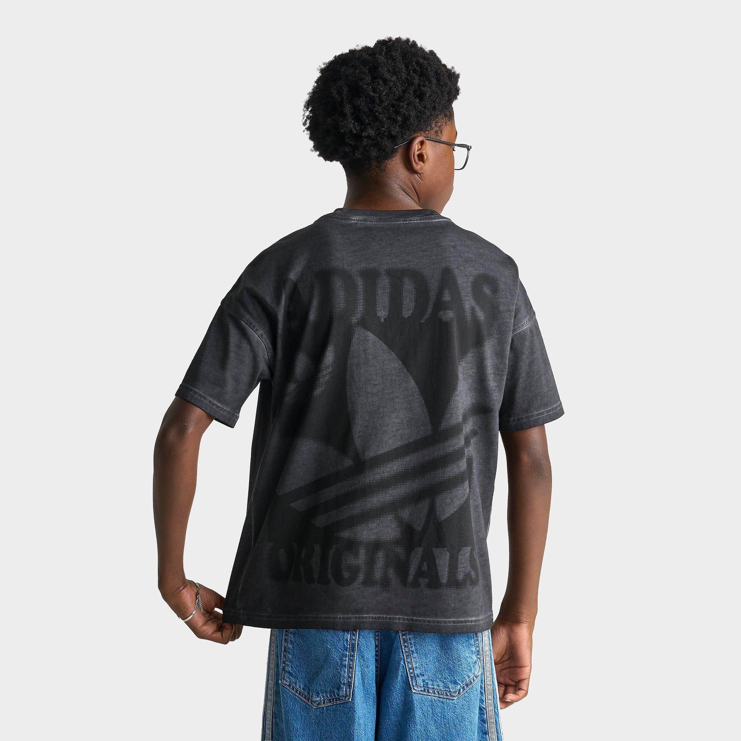 adidas Big Kids Originals Washed Logo Short-Sleeve T-Shirt in Black Size: Small