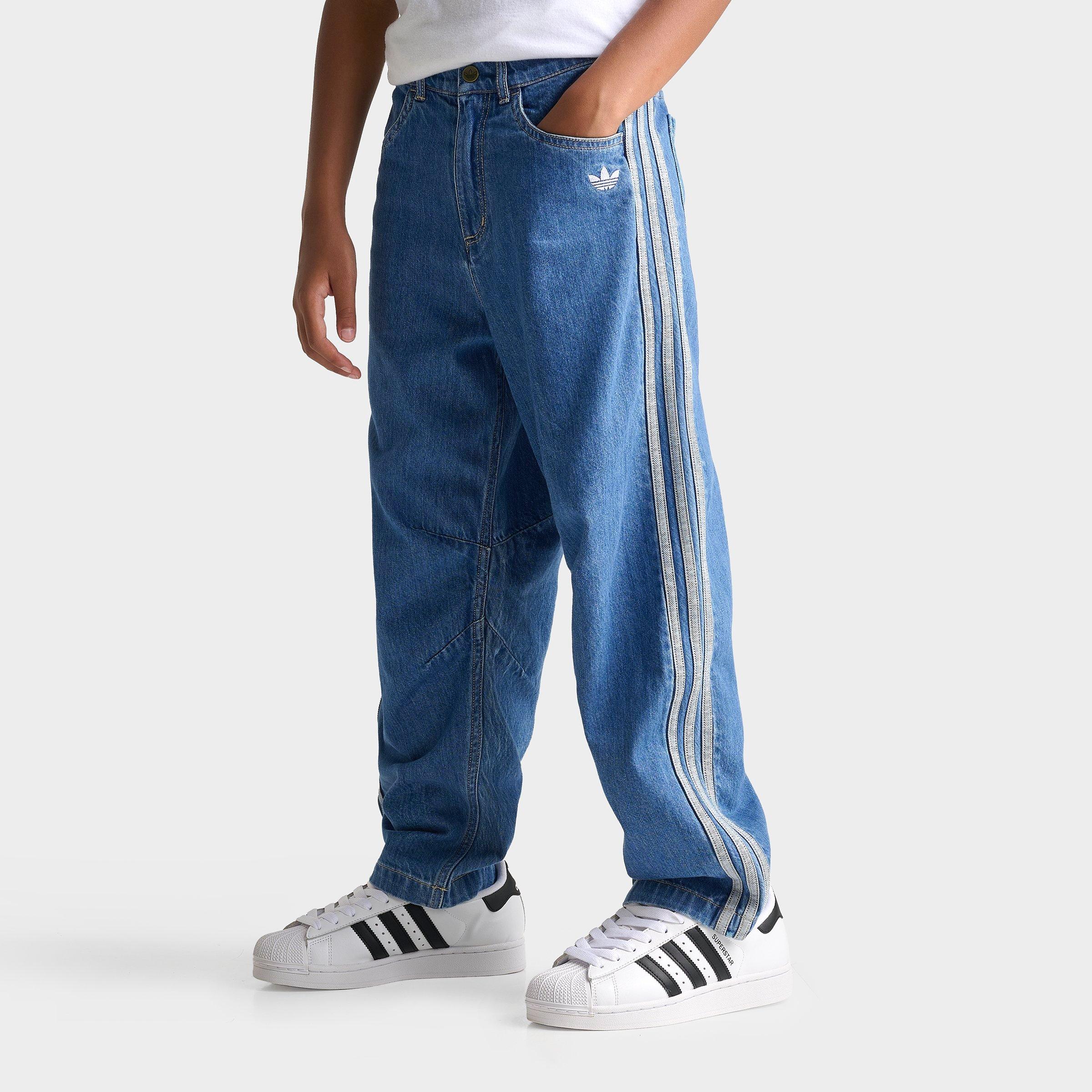 adidas Big Kids Originals 3-Stripes Denim Jeans in Antique Wash Size: XL